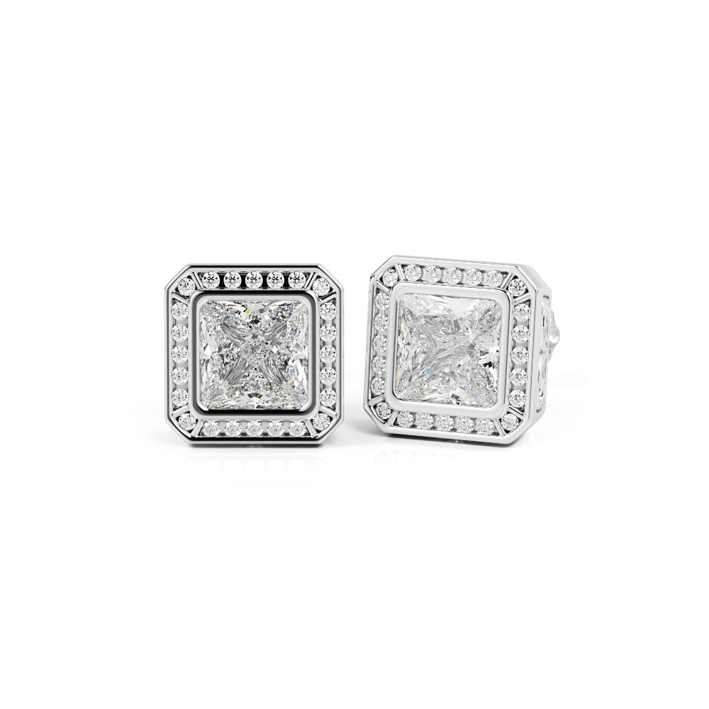 Vintage Solitaire Earrings 2 Natural Diamonds in White Gold