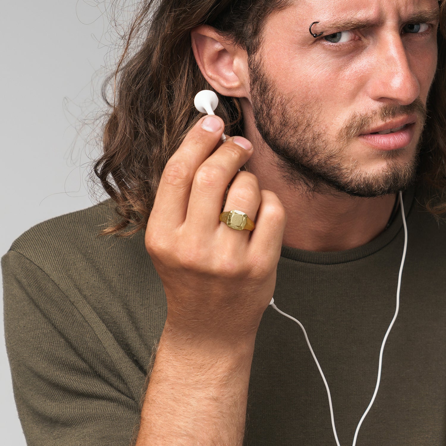 14K Diamond Shaped Signet Ring For Men
