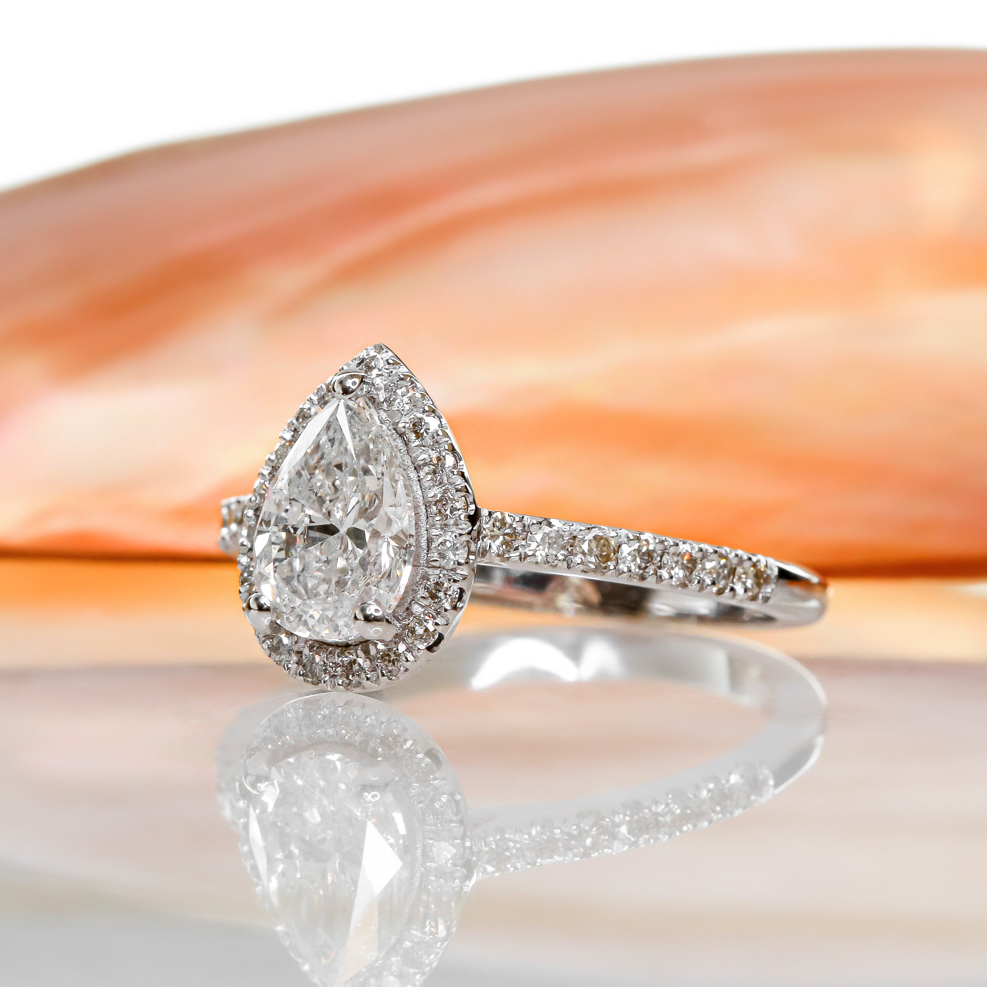 Accent Diamonds Natural Pear  Diamond Engagement Ring