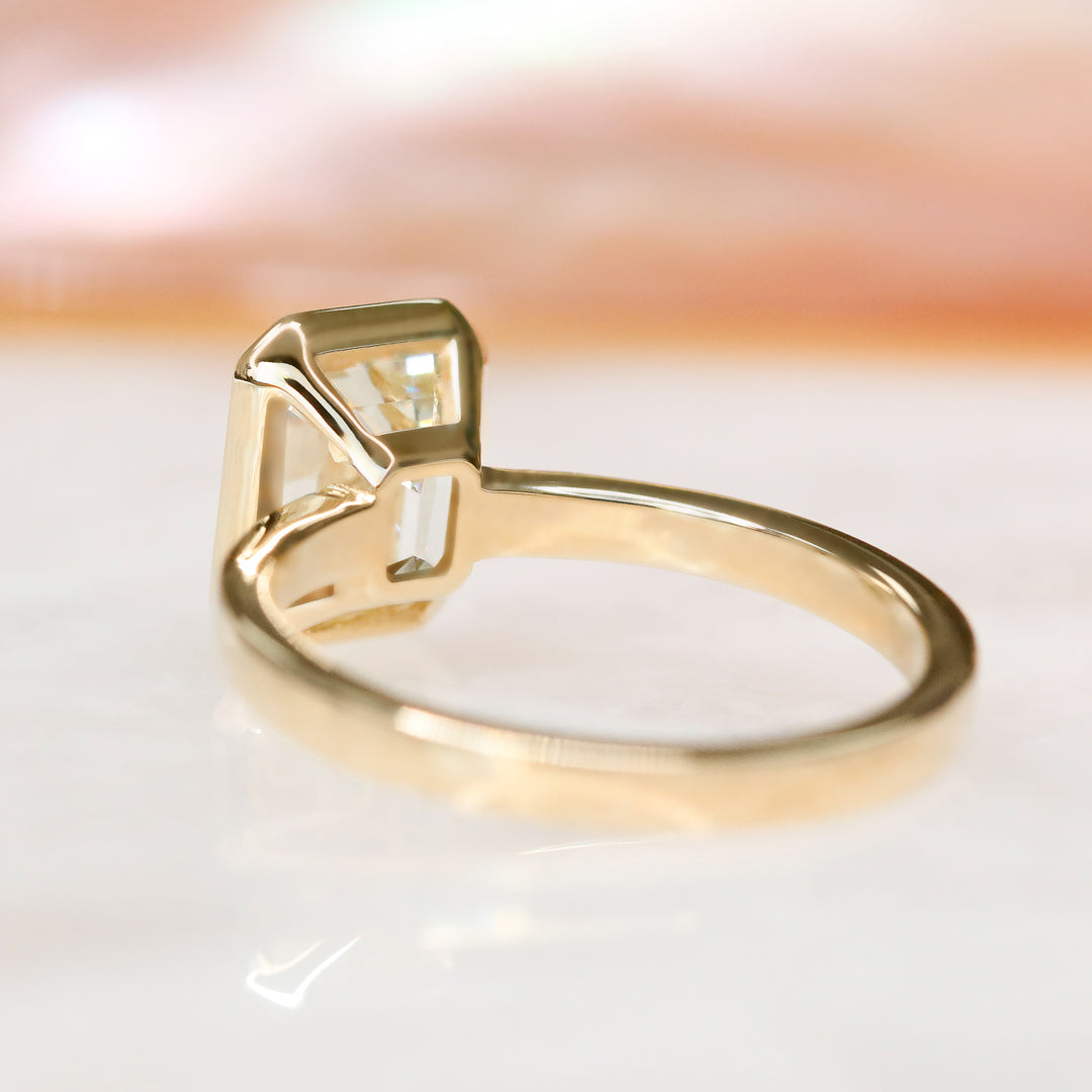 Natural Emerald Cut  Diamond Engagement Ring