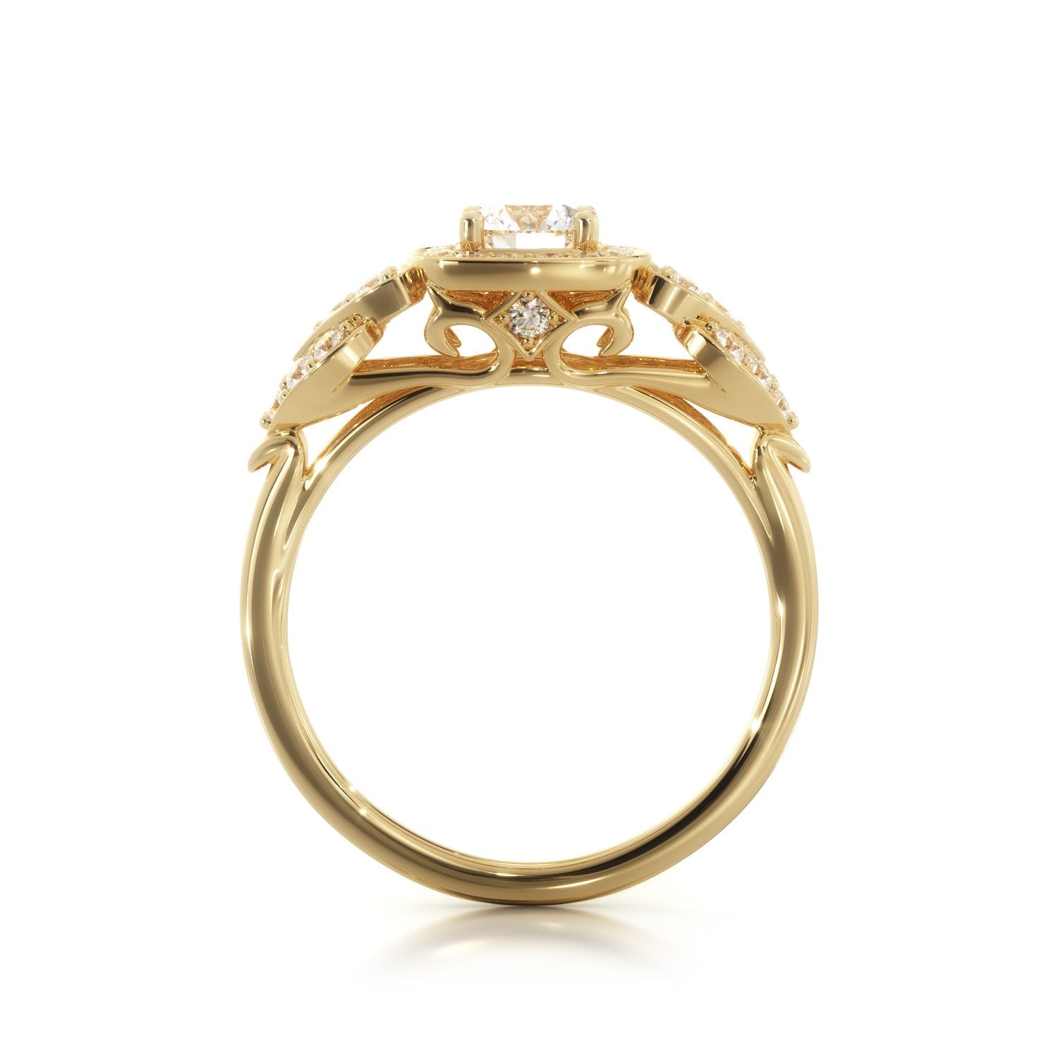 Pav'e Natural Round  Diamond Engagement Ring