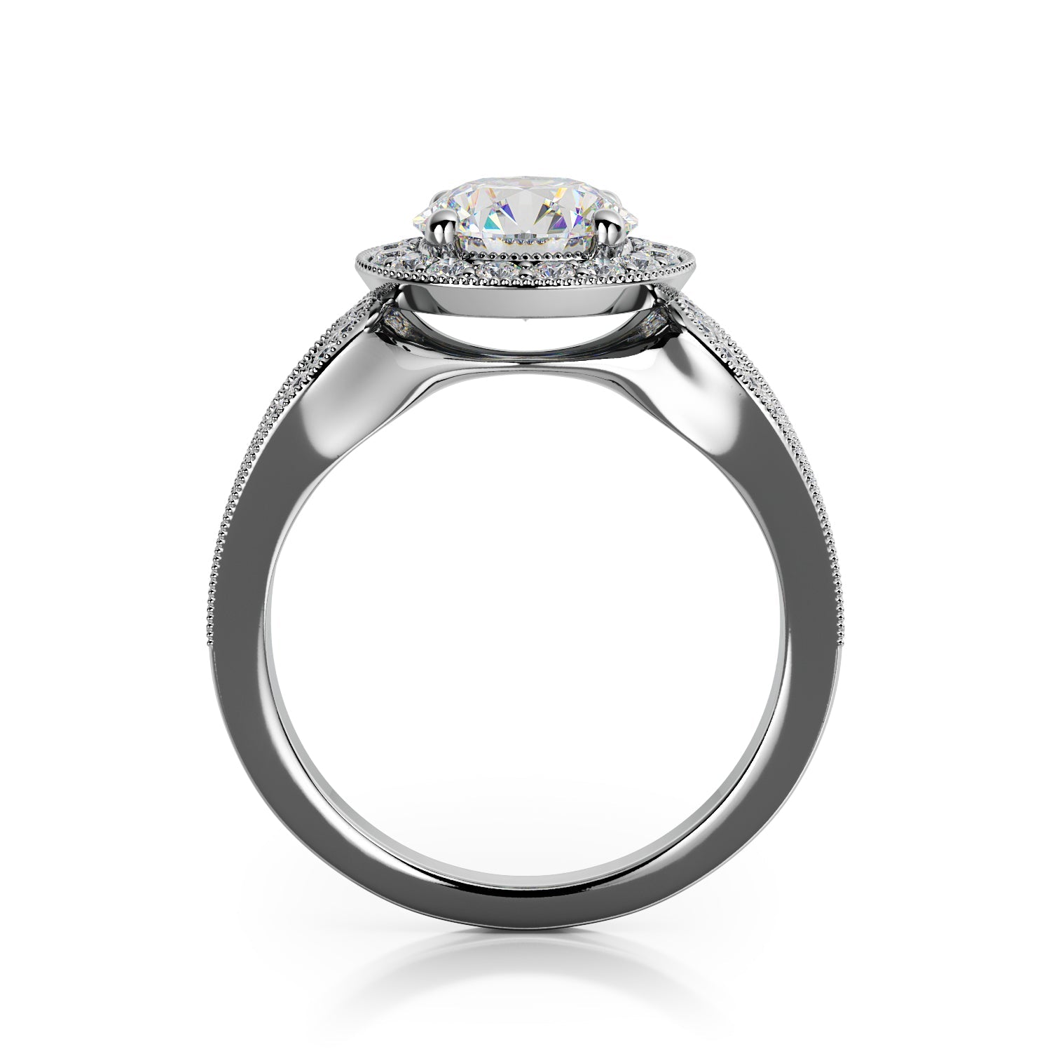 Split Shank Natural Round Cut Diamond Engagement Ring