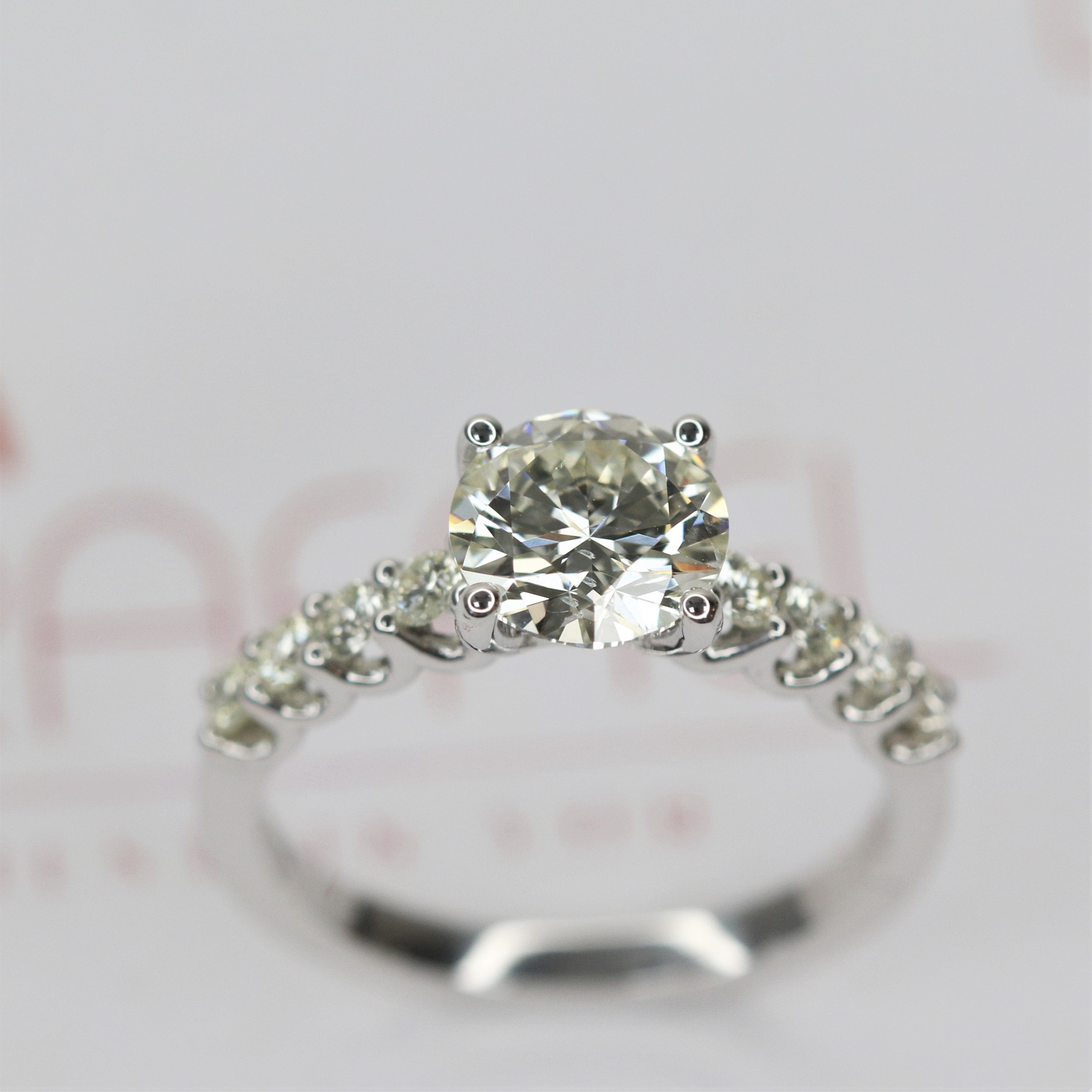 Accent Diamonds Natural Round  Diamond Engagement Ring