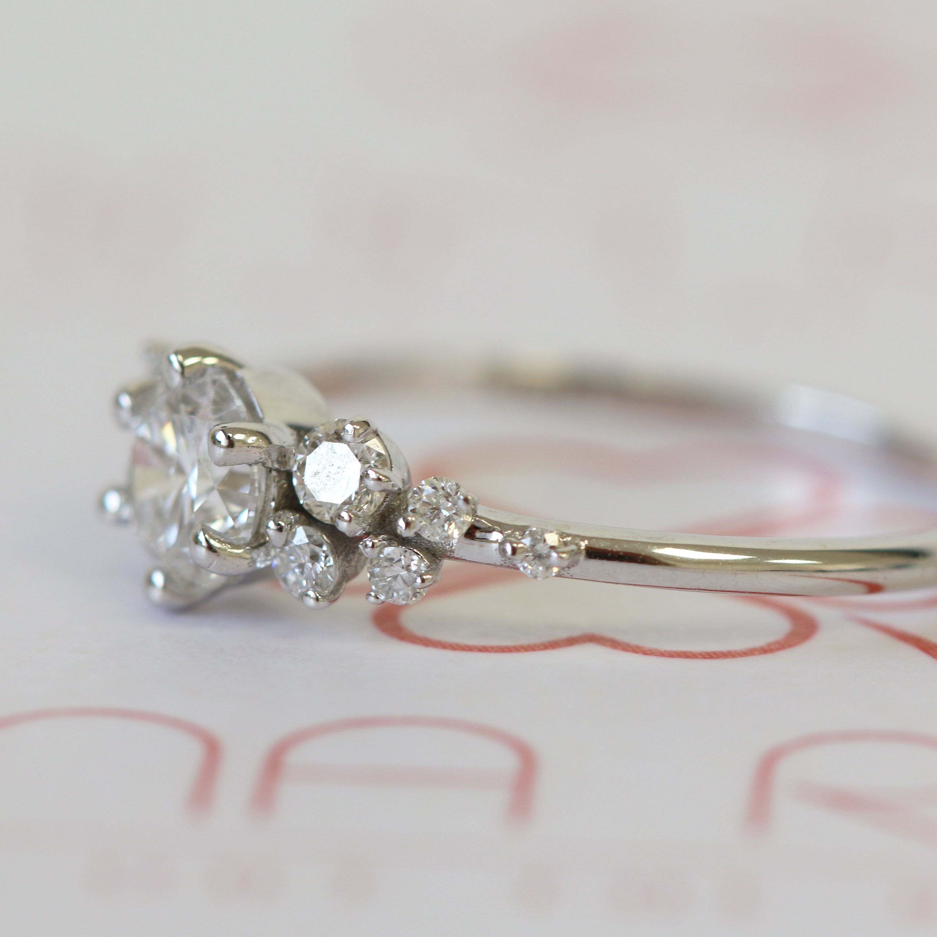 Cluster Natural Round  Diamond Engagement Ring