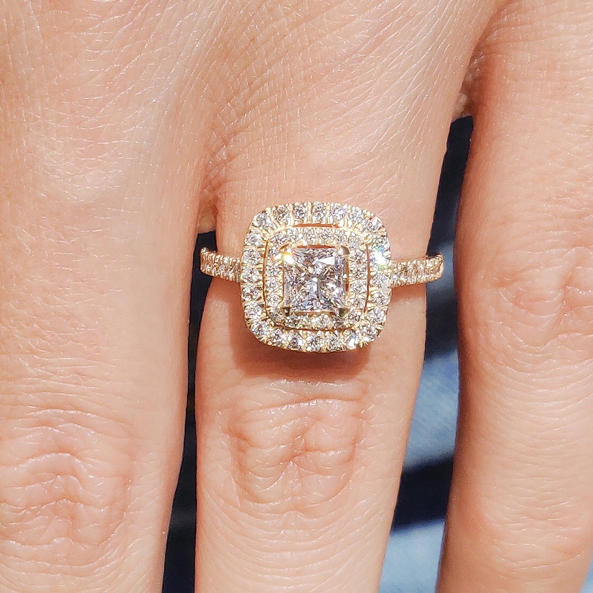 Accent Diamonds Natural Princess  Diamond Engagement Ring