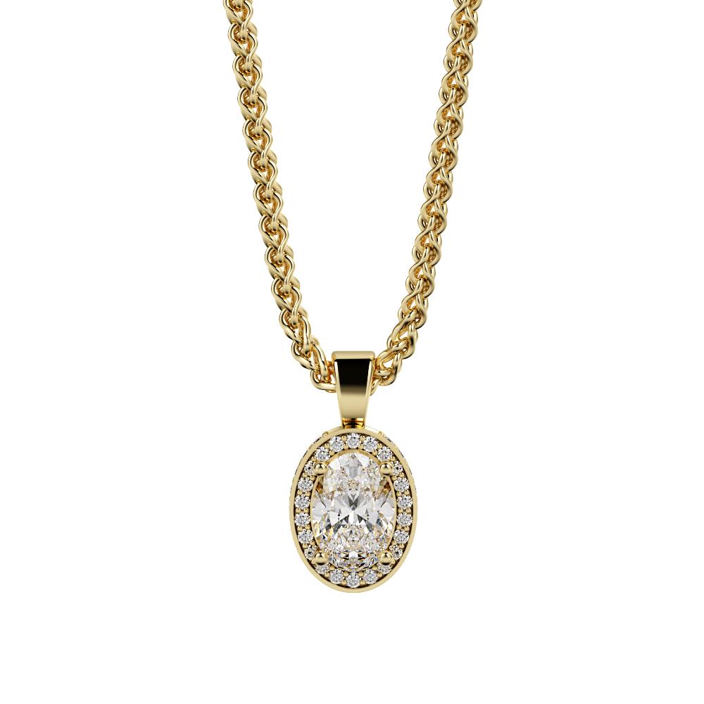 Noctilucent - Natural Diamond Double Halo Pendant with a Yellow Necklace