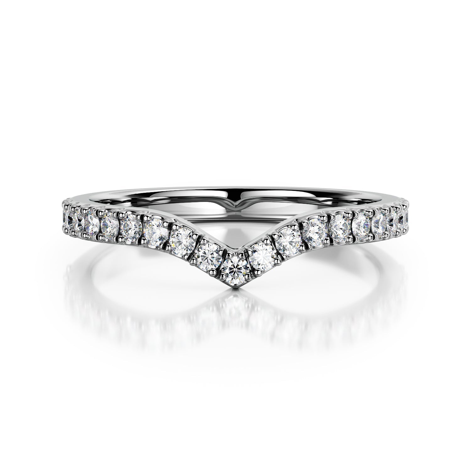Soft Light - V-Band Natural Round cut Diamond Wedding Band