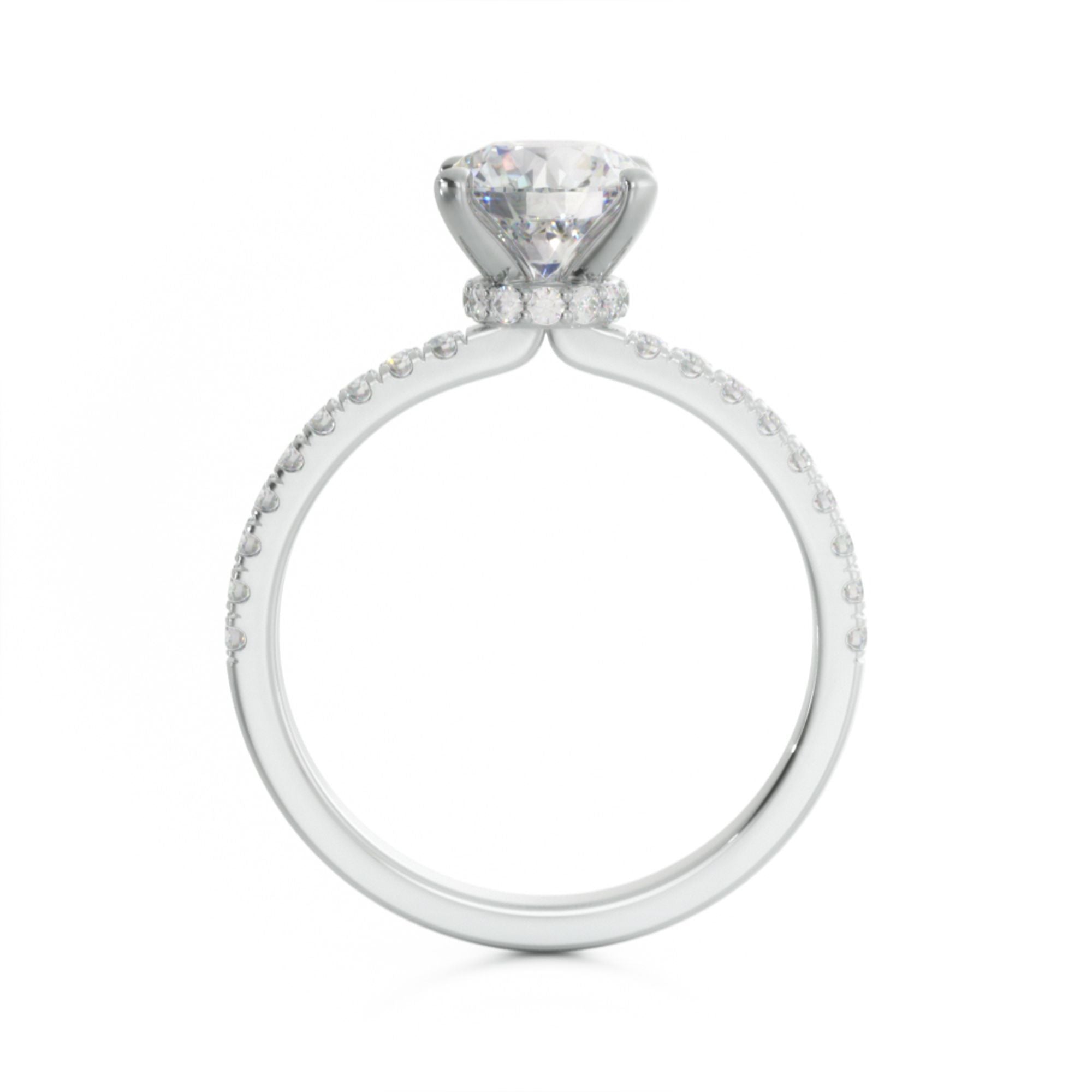 Hidden Halo Natural Round  Diamond Engagement Ring