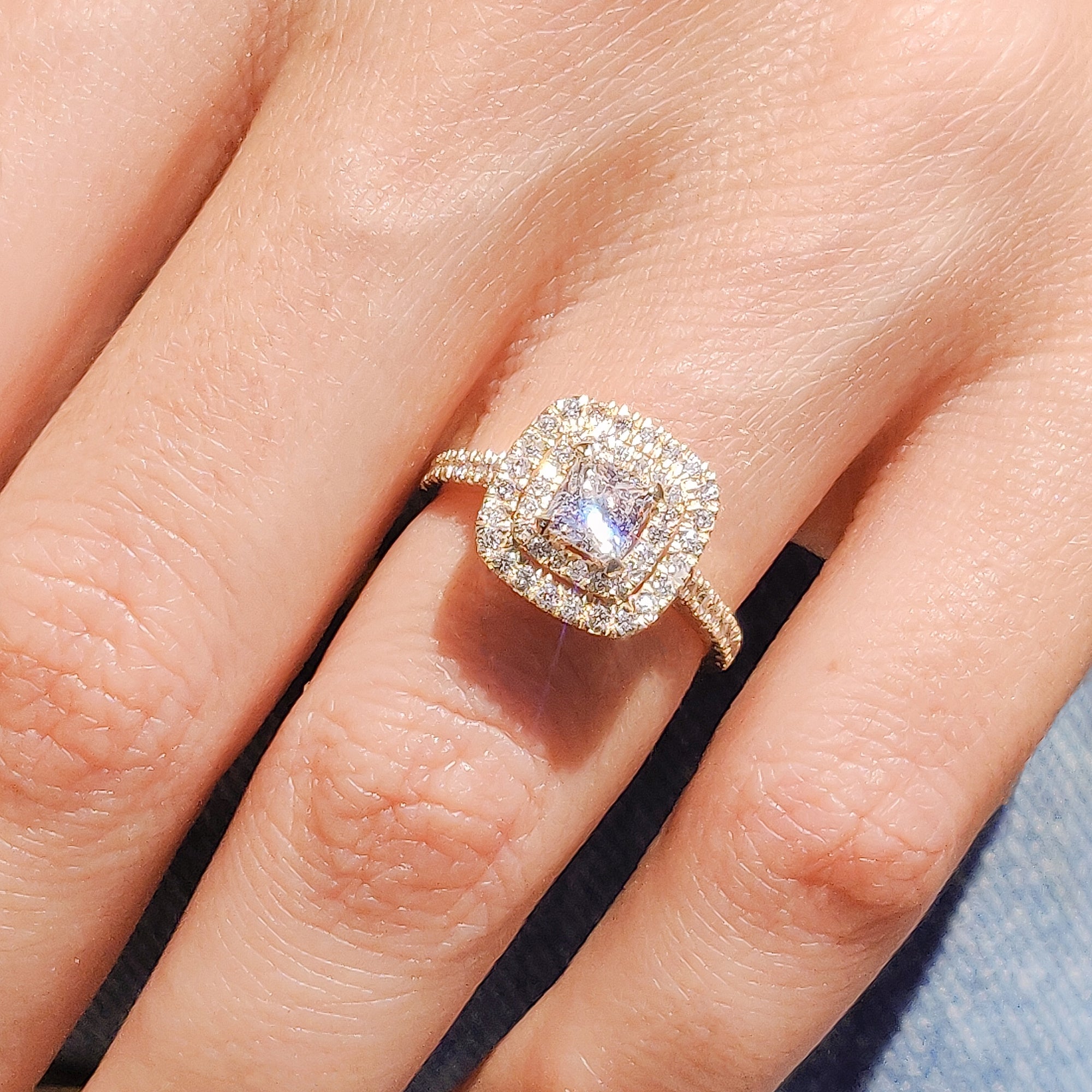 Accent Diamonds Natural Princess  Diamond Engagement Ring