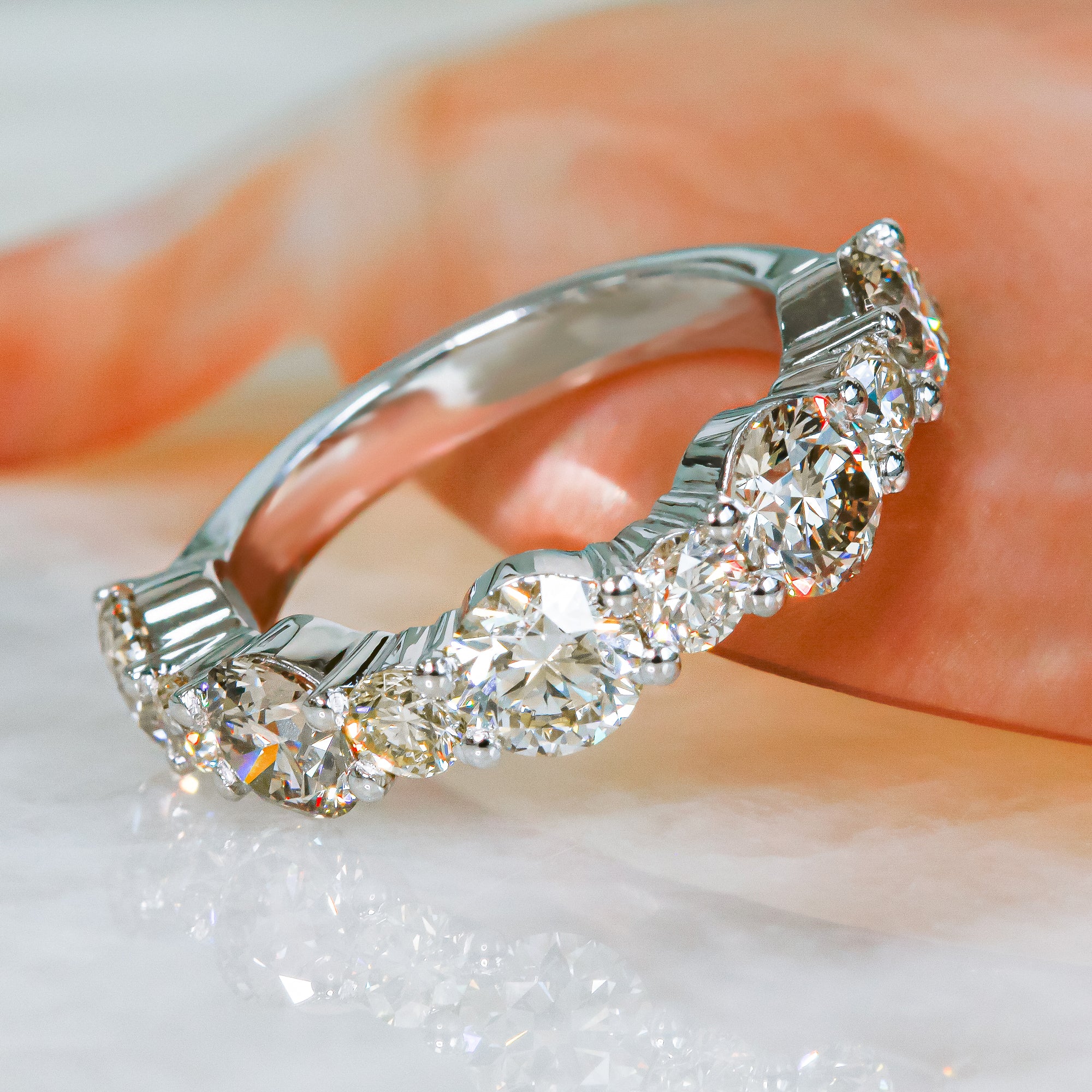 Half Eternity Natural Round cut Diamond Wedding Band