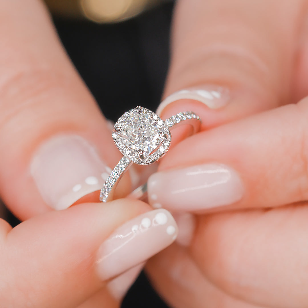 Accent Diamonds Natural Cushion Cut Diamond Engagement Ring