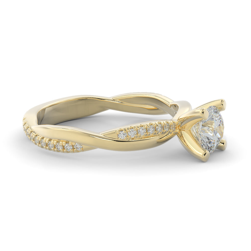 Twisted Shank Natural Round  Diamond Engagement Ring in White Gold