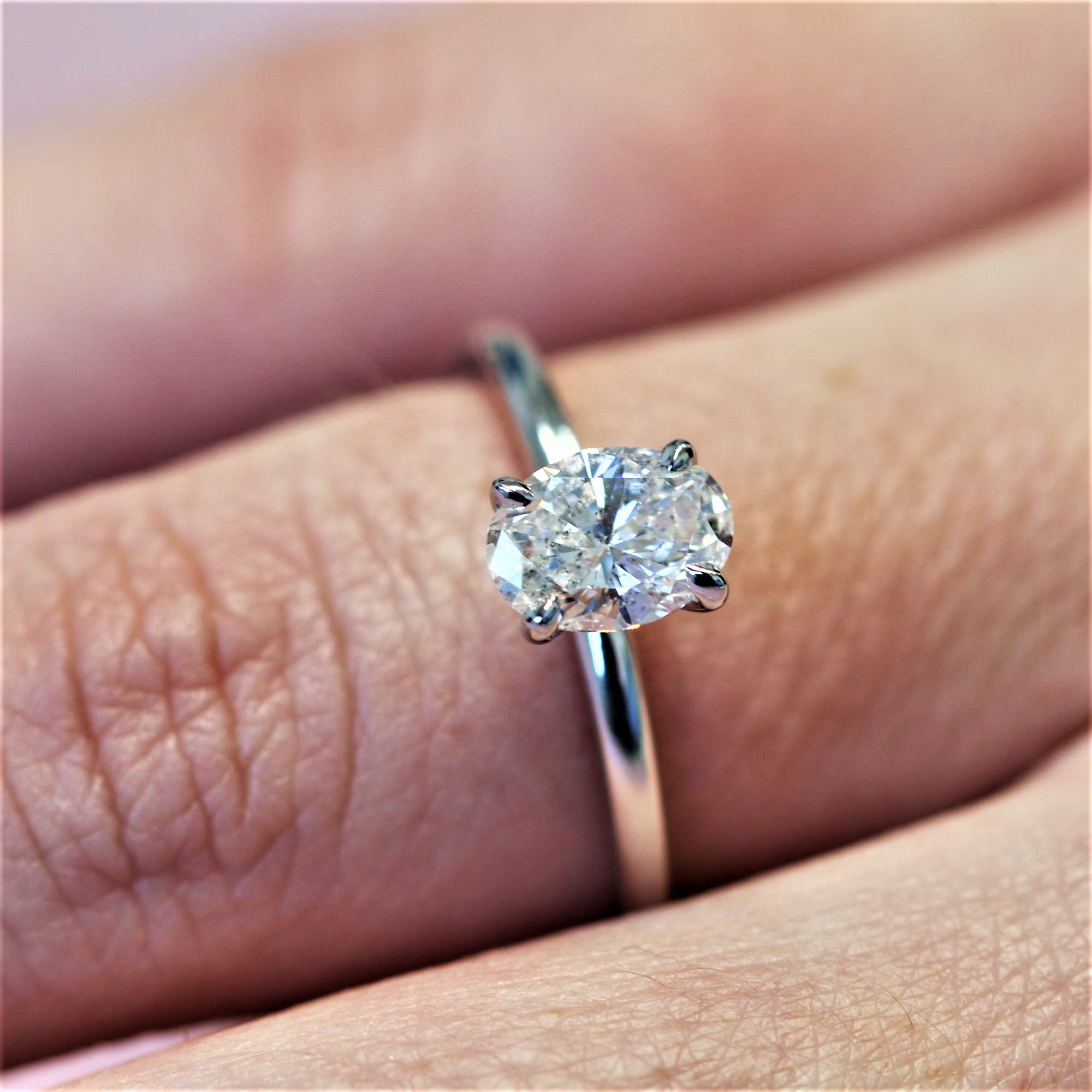 Rounded Band Natural Oval Cut Diamond Engagement Ring