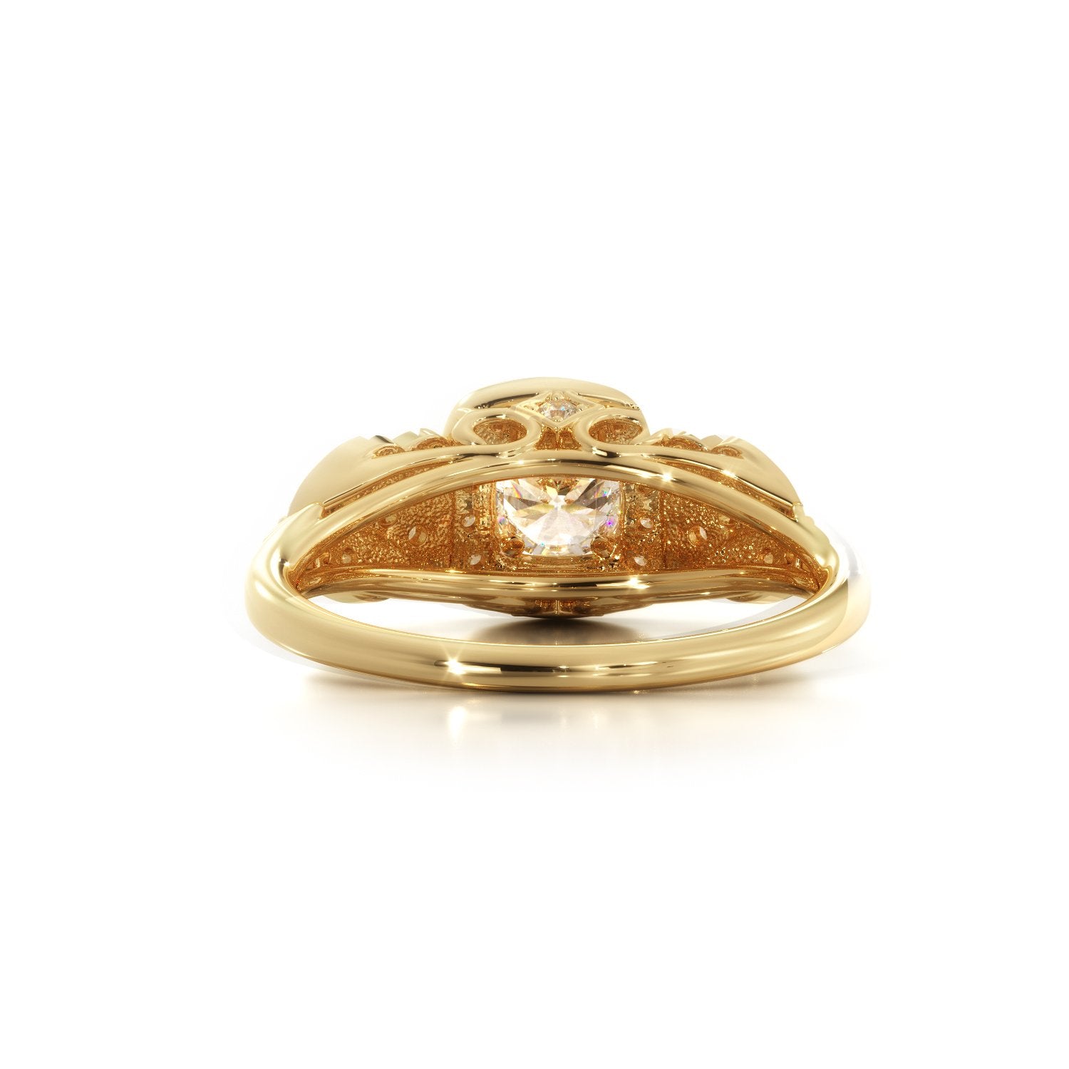 Pav'e Natural Round  Diamond Engagement Ring