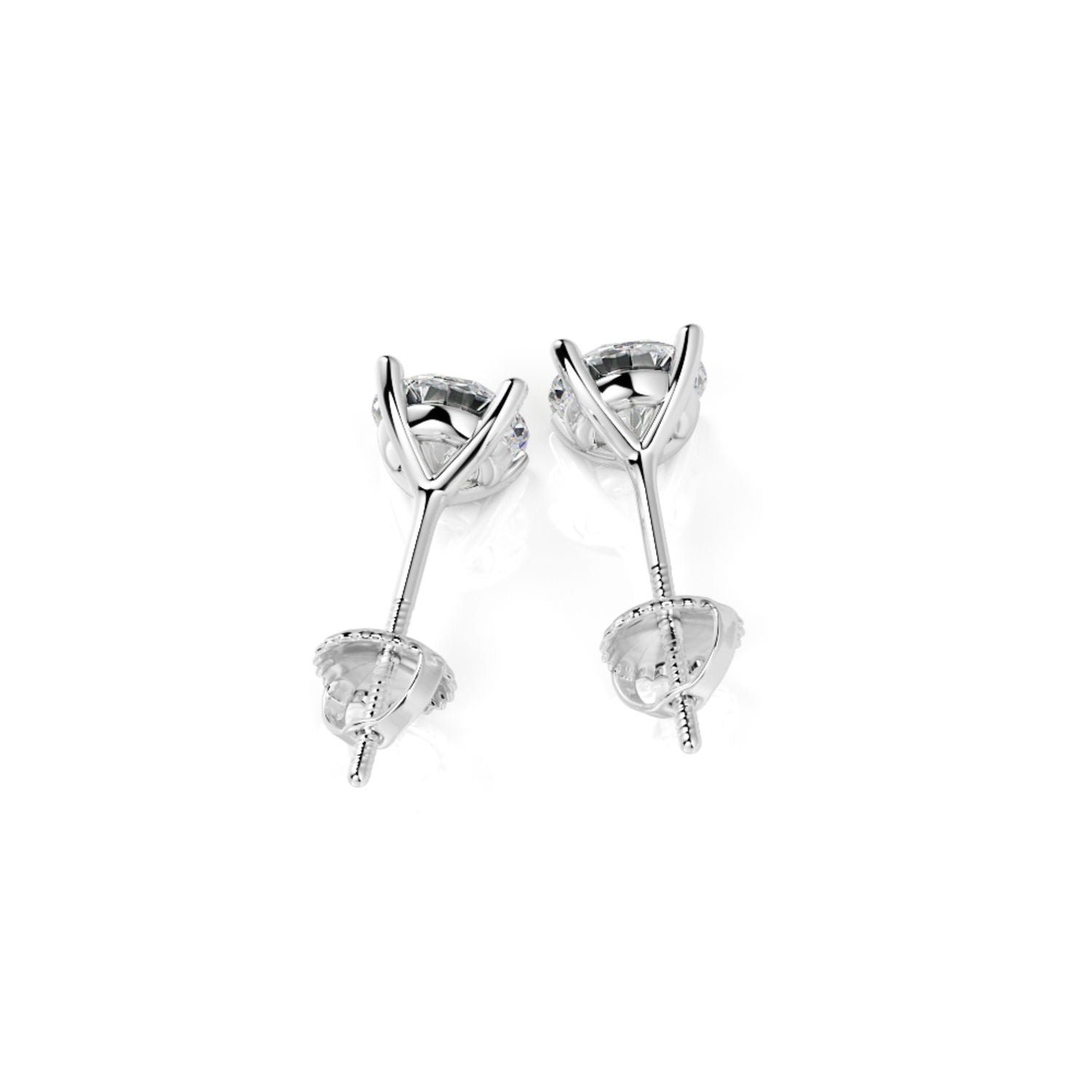 Solitaire Earrings 3 Lab Grown Diamonds in White Gold