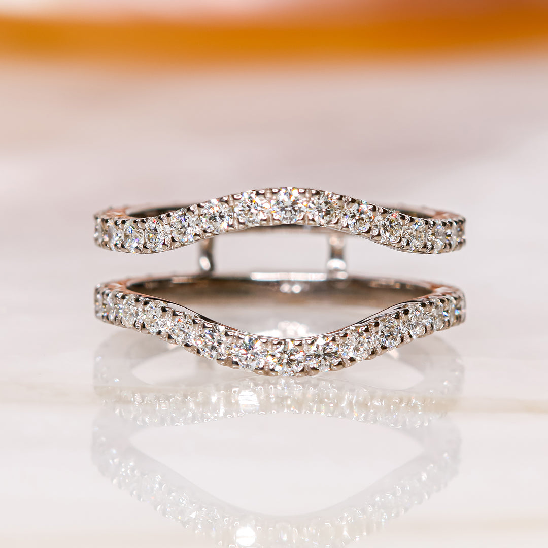 Double Band Natural Round cut Diamond Wedding Band