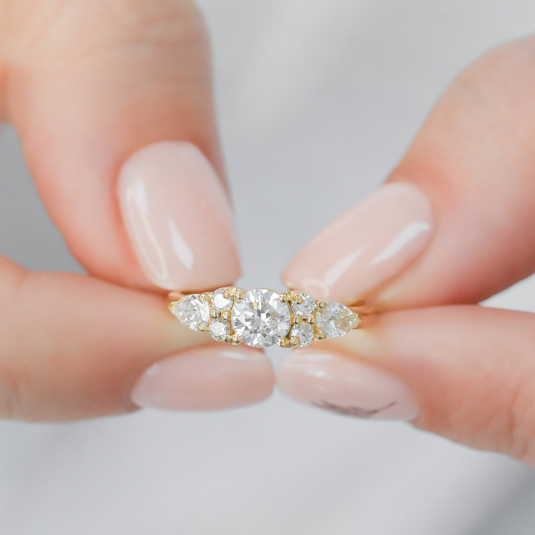 Art Deco Natural Round  Diamond Engagement Ring