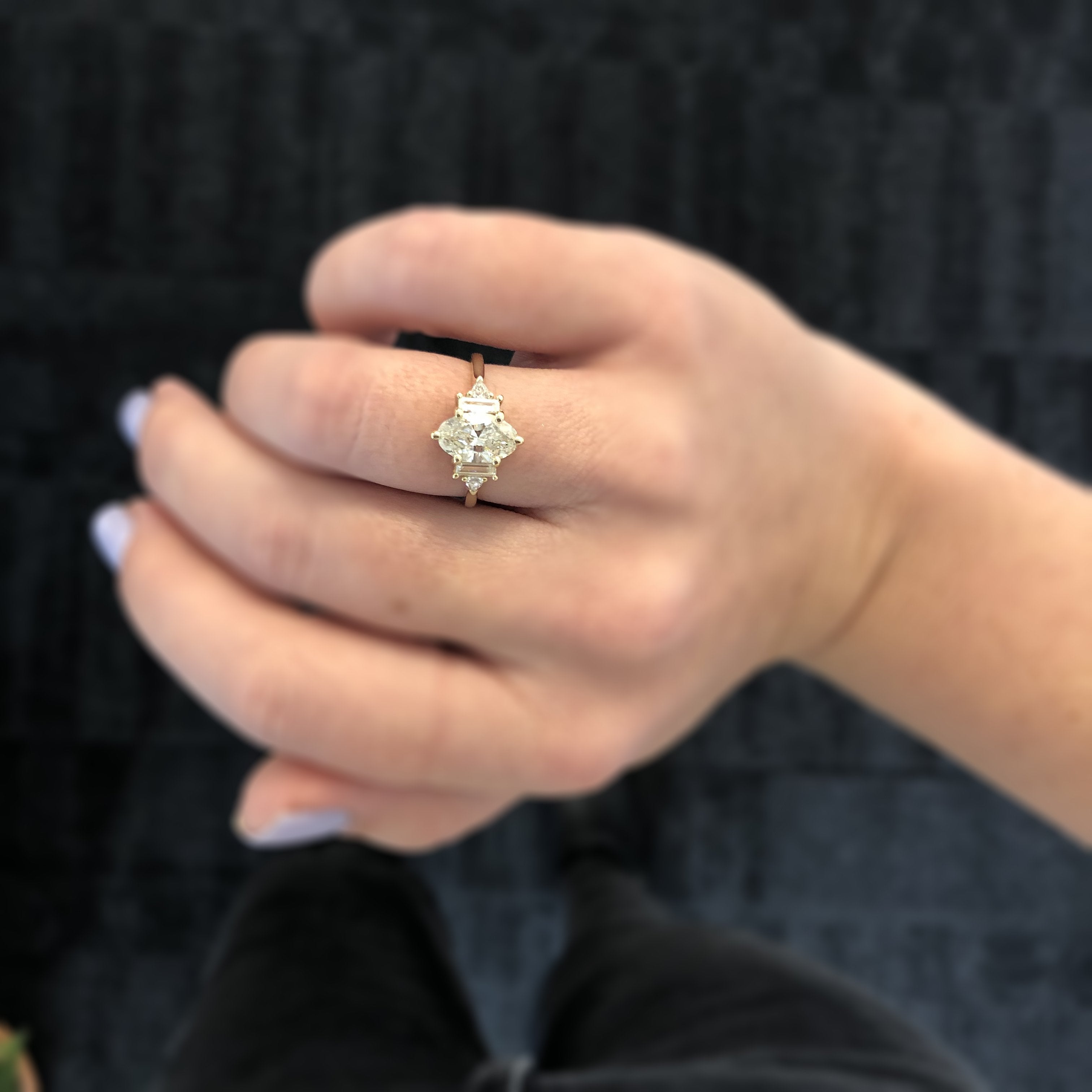 Accent Diamonds Natural Oval  Diamond Engagement Ring