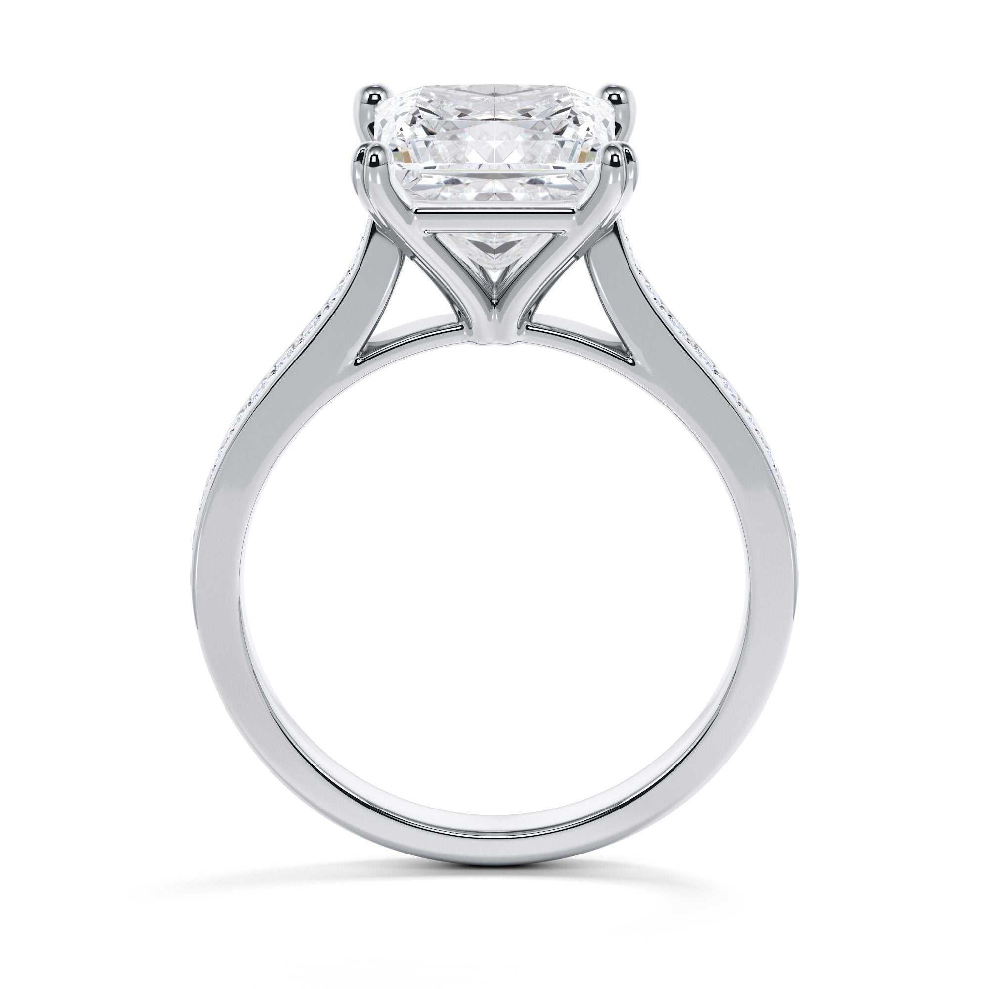 4 prongs Natural Princess  Diamond Engagement Ring