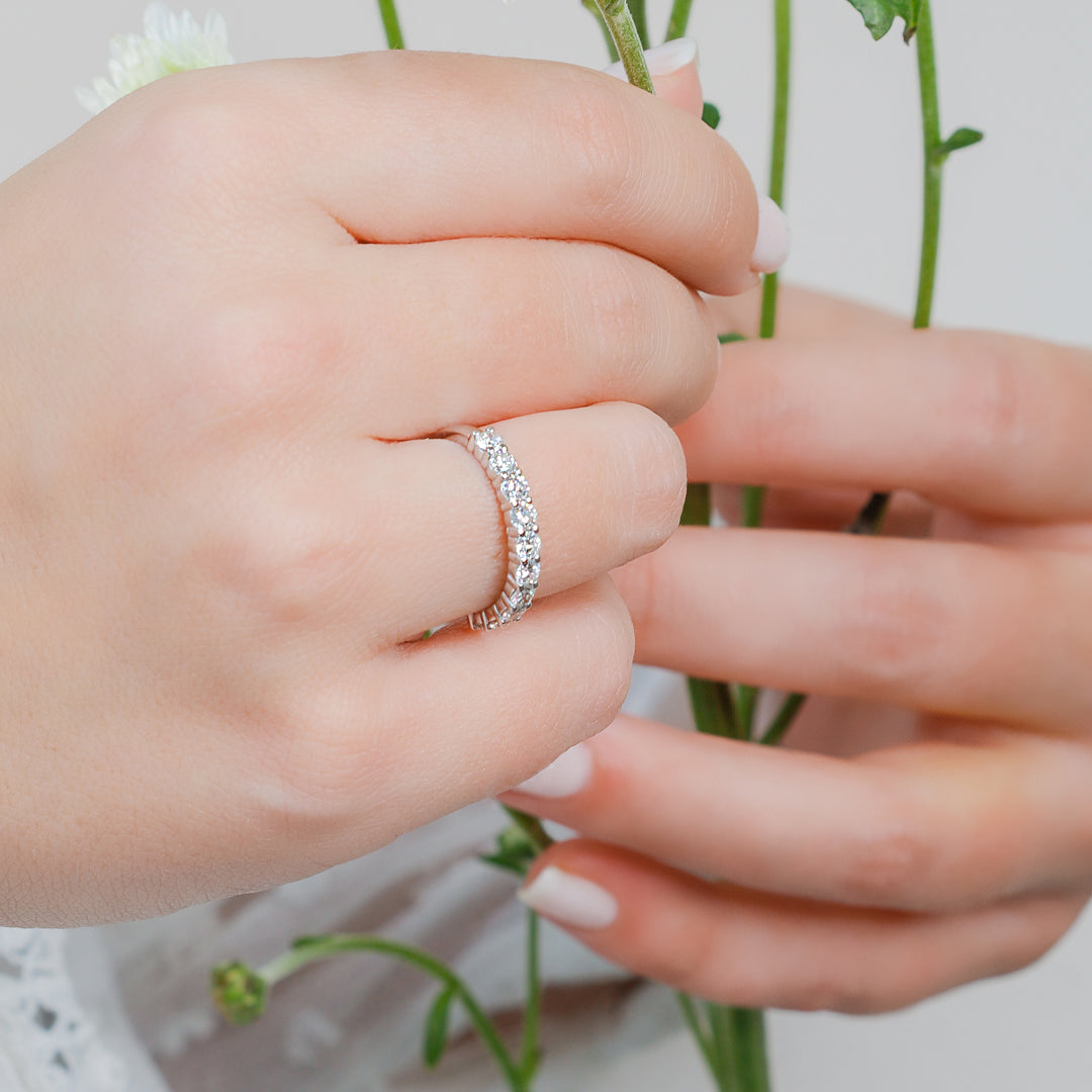 Half Eternity Natural Round cut Diamond Wedding Band