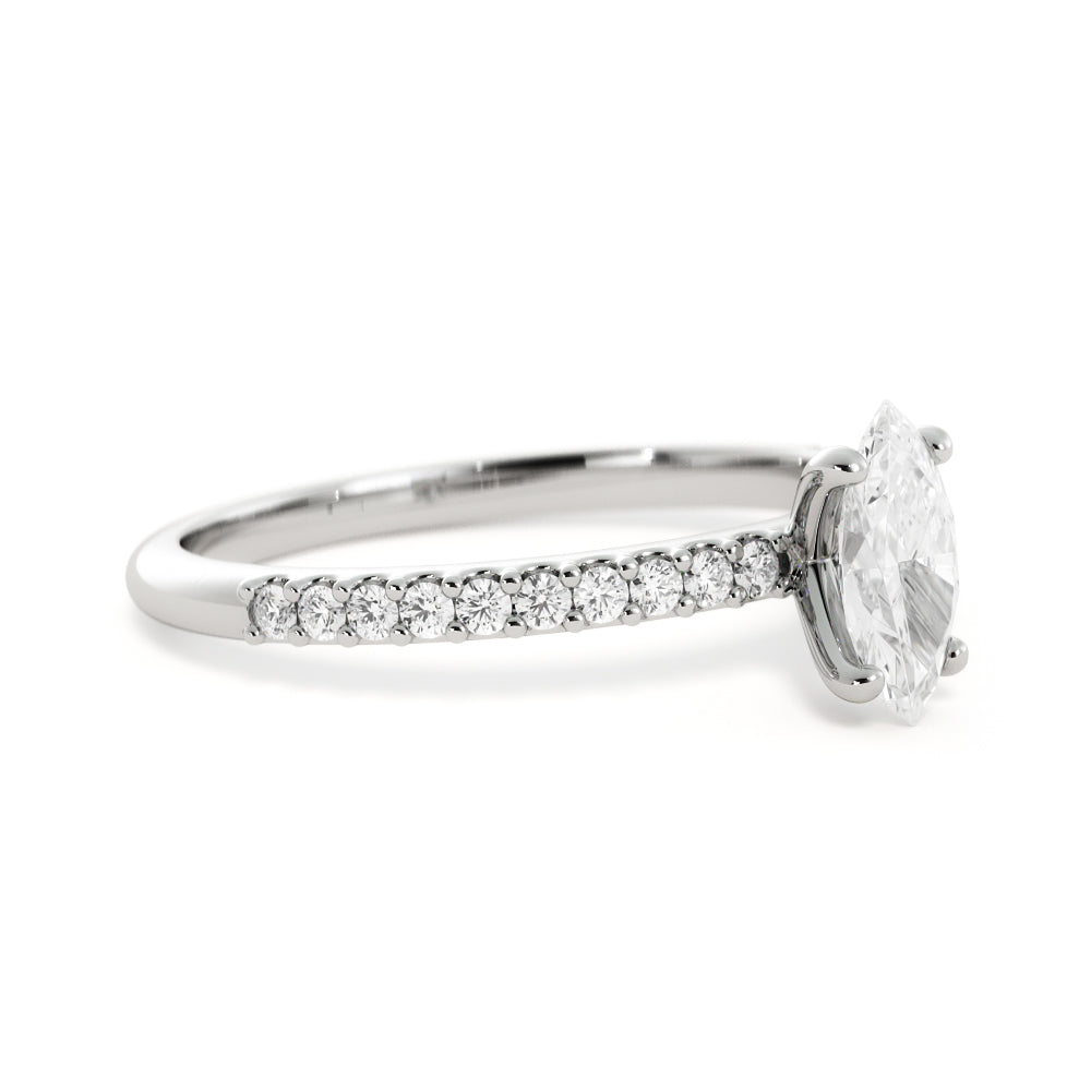 Accent Diamonds Natural Marquise  Diamond Engagement Ring