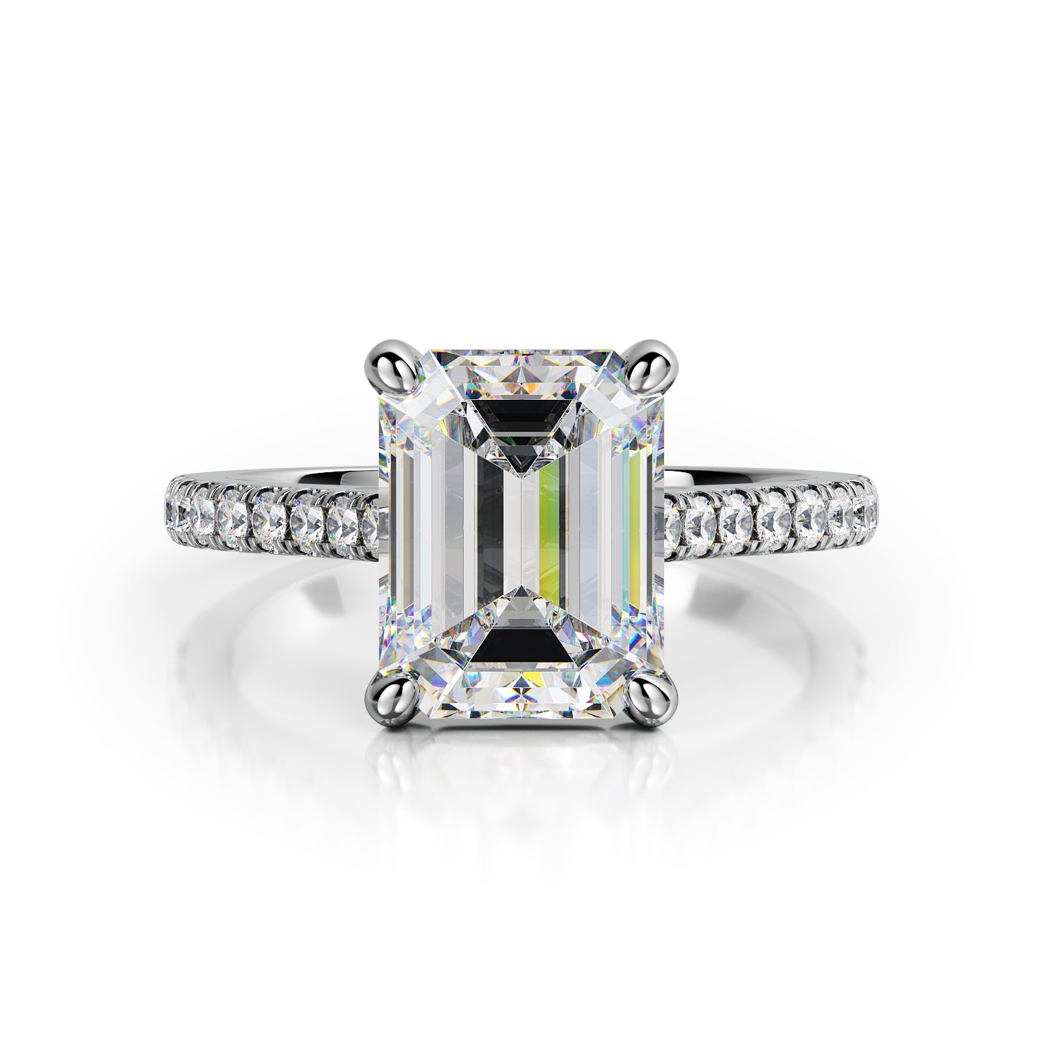 Accent Diamonds Natural Asscher  Diamond Engagement Ring