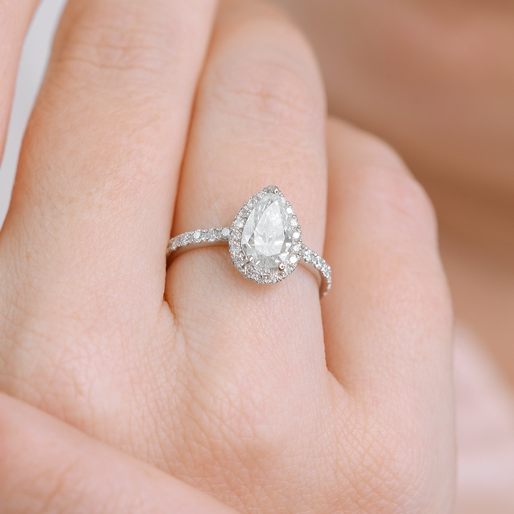 Accent Diamonds Natural Pear  Diamond Engagement Ring