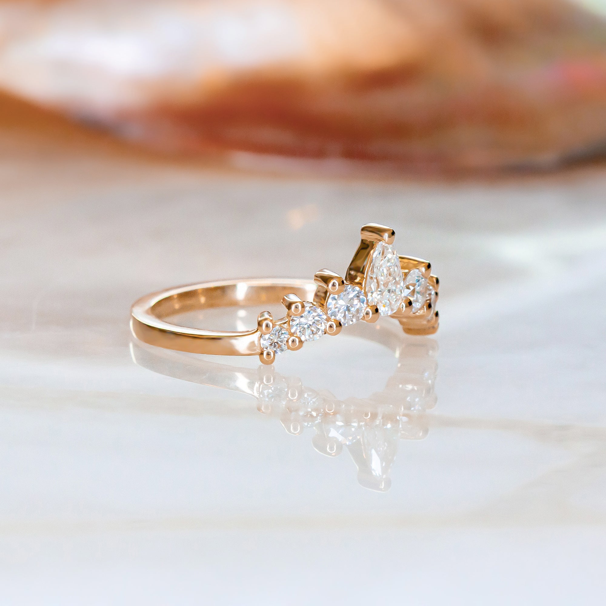 Vintage Natural Round cut Diamond Wedding Band