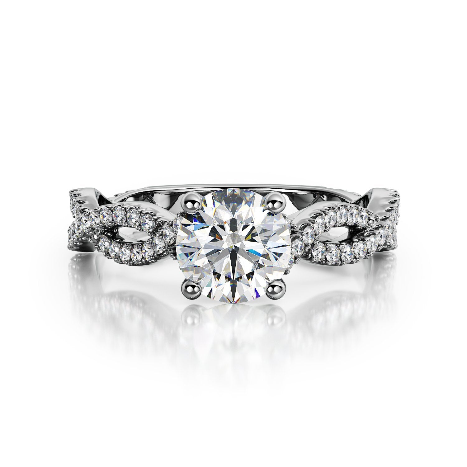 Accent Diamonds Natural Round  Diamond Engagement Ring