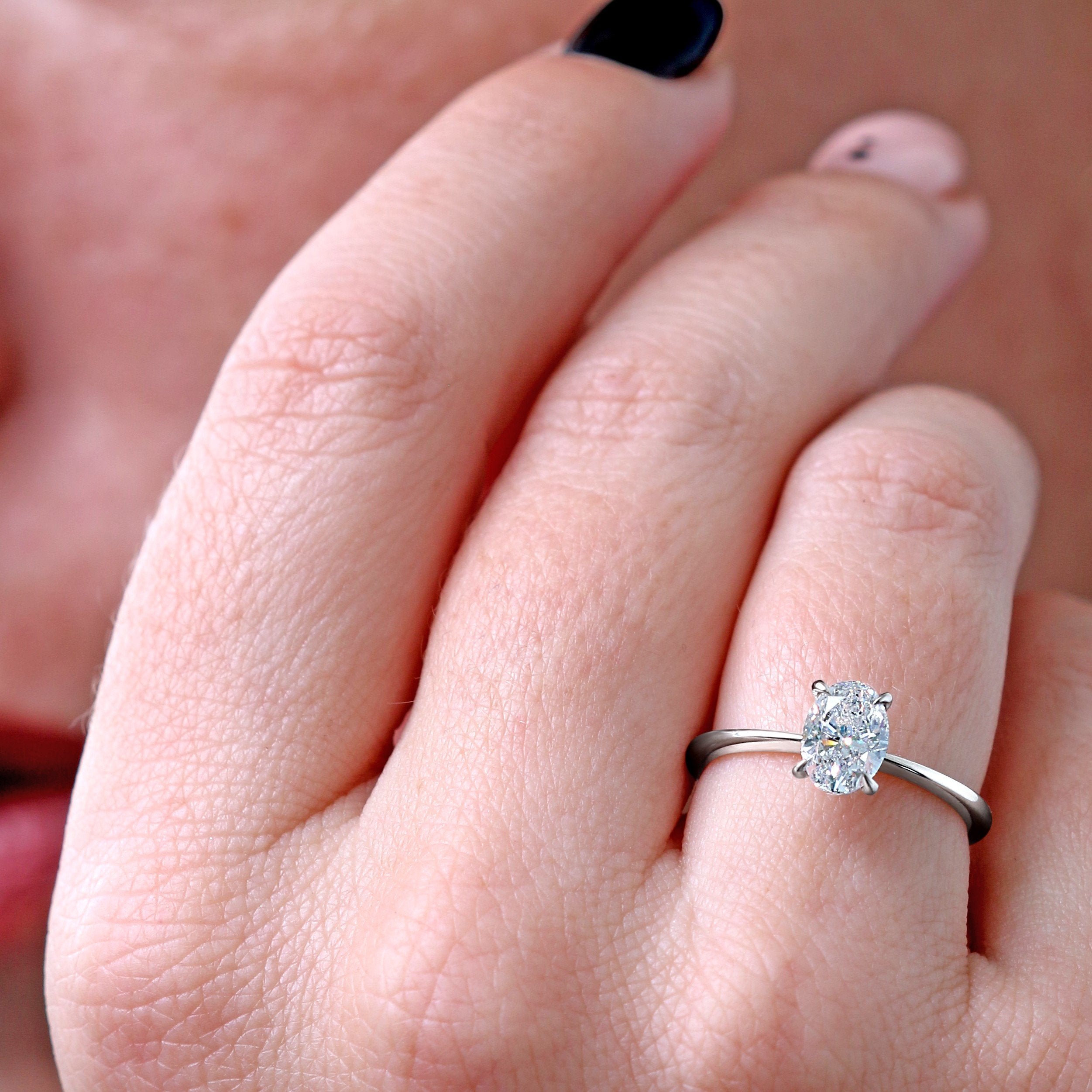 Claw Prongs 1.5 -Carat Natural Oval  Diamond Engagement Ring