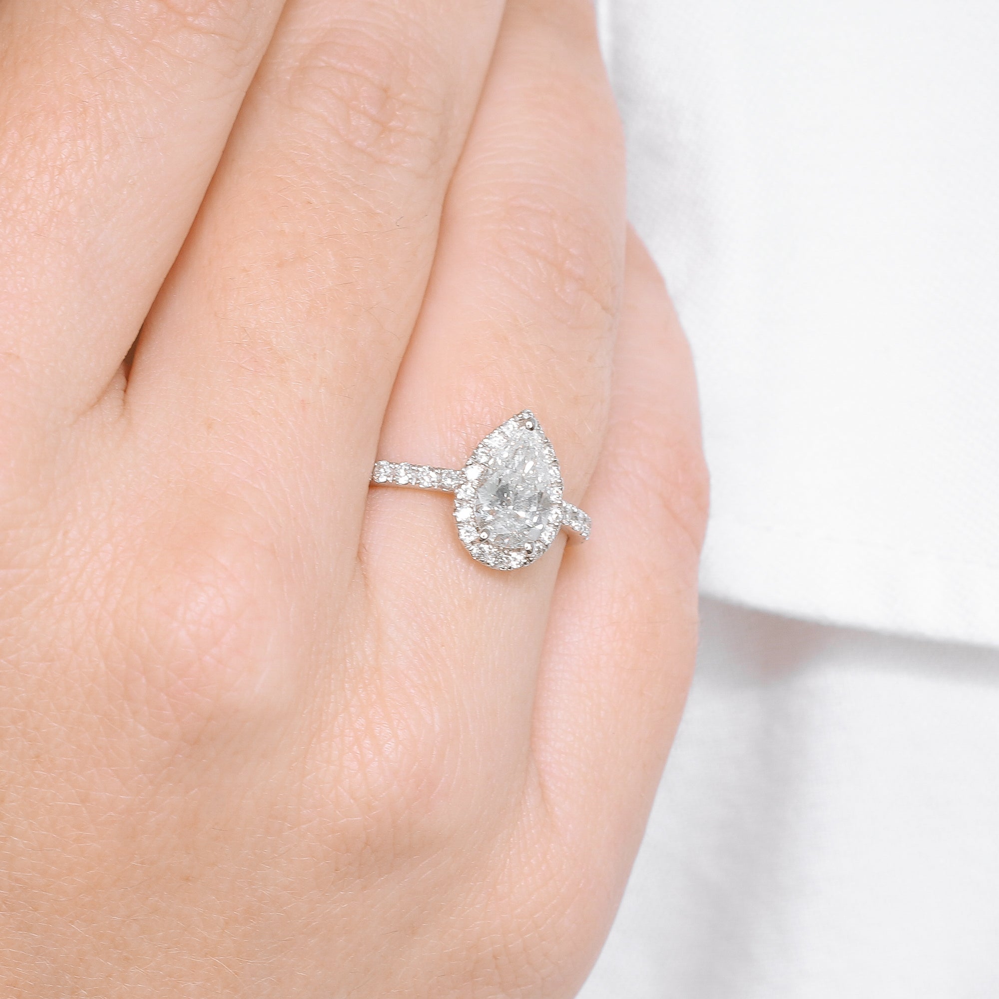Accent Diamonds Natural Pear  Diamond Engagement Ring