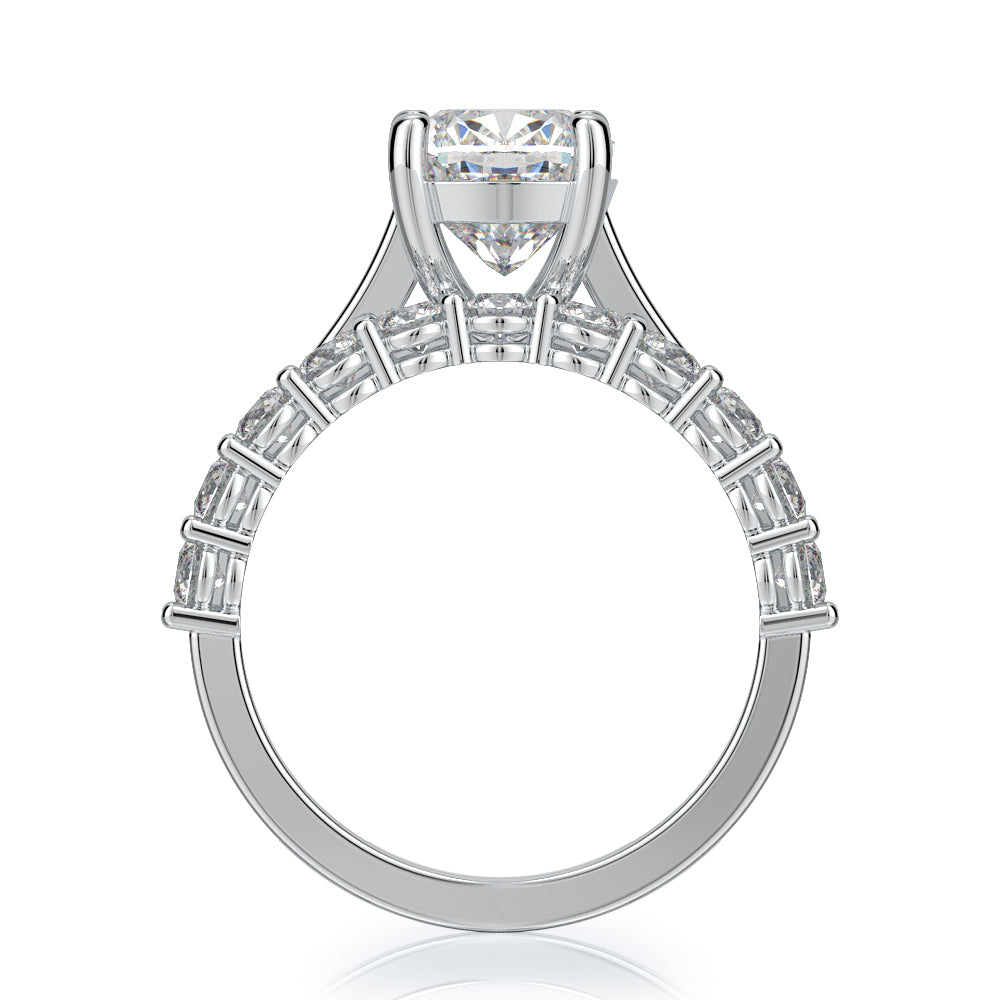 Solitaire NaturalCushion Cut & Half Eternity Diamond Bridal Set