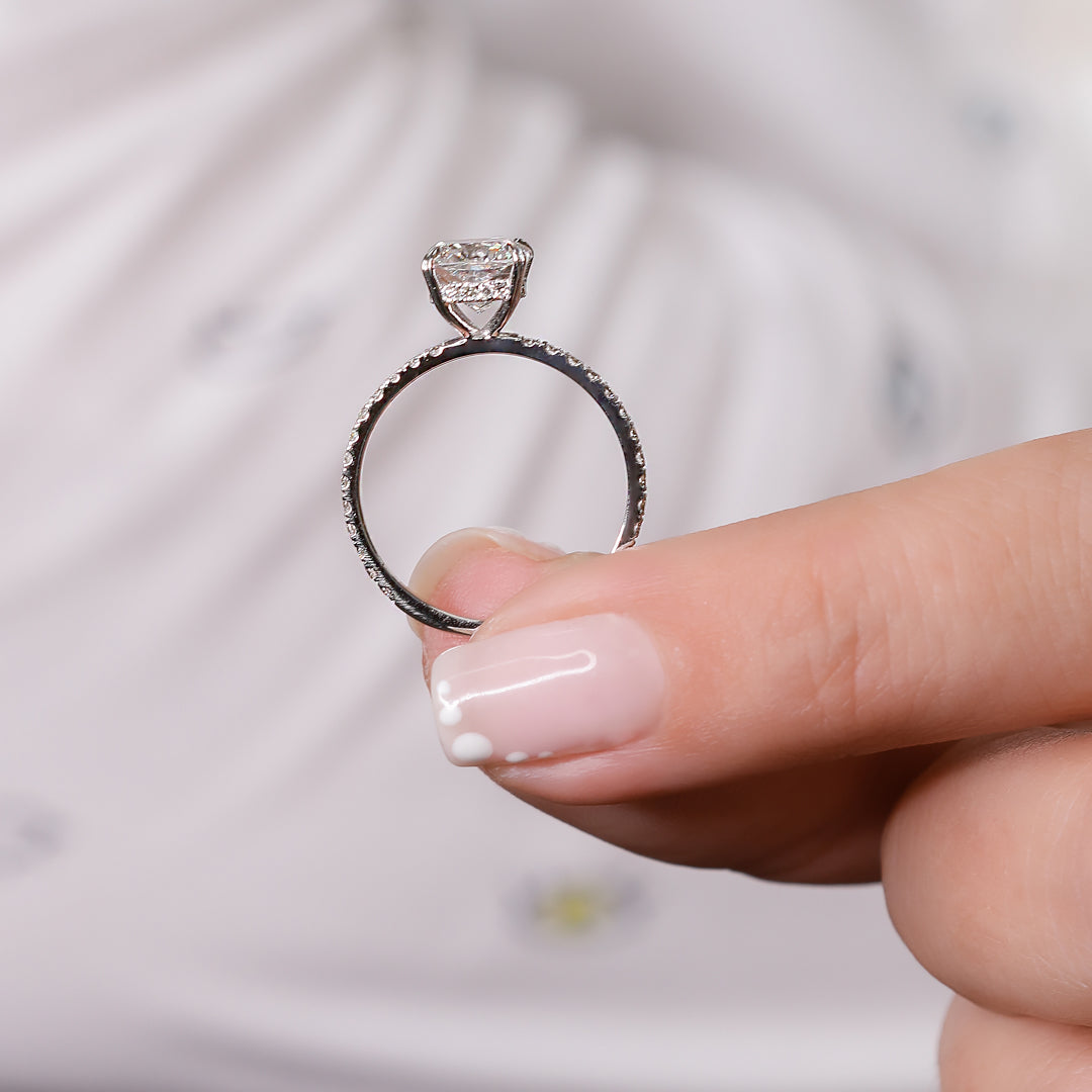 Accent Diamonds Natural Cushion Cut Diamond Engagement Ring