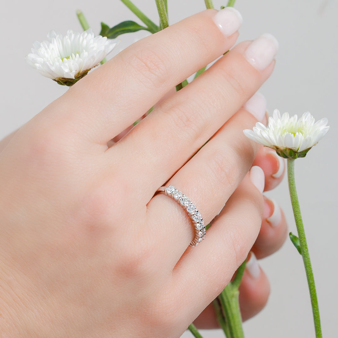 Half Eternity Natural Round cut Diamond Wedding Band