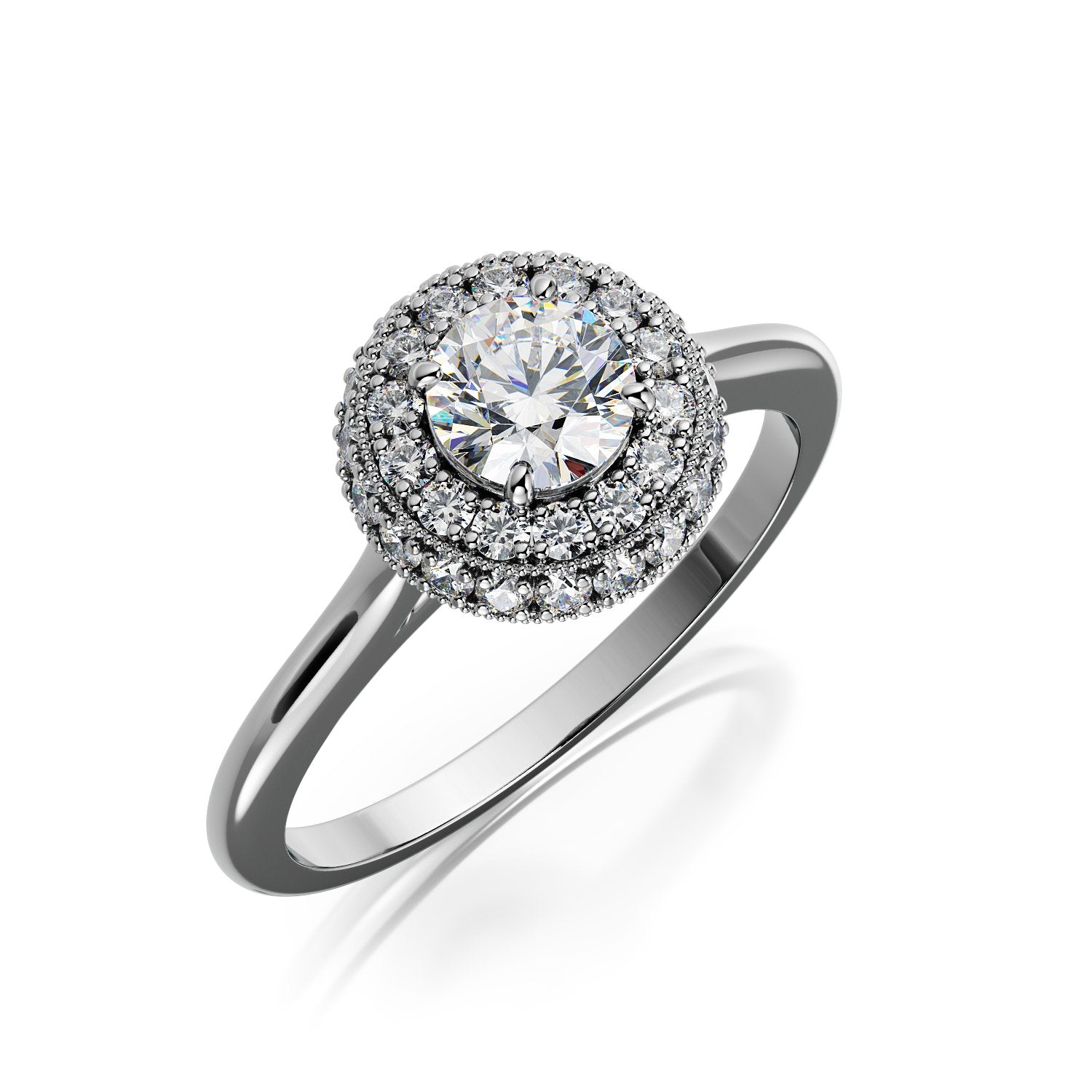 Illuminance - 3-row halo Natural Round  Diamond Engagement Ring
