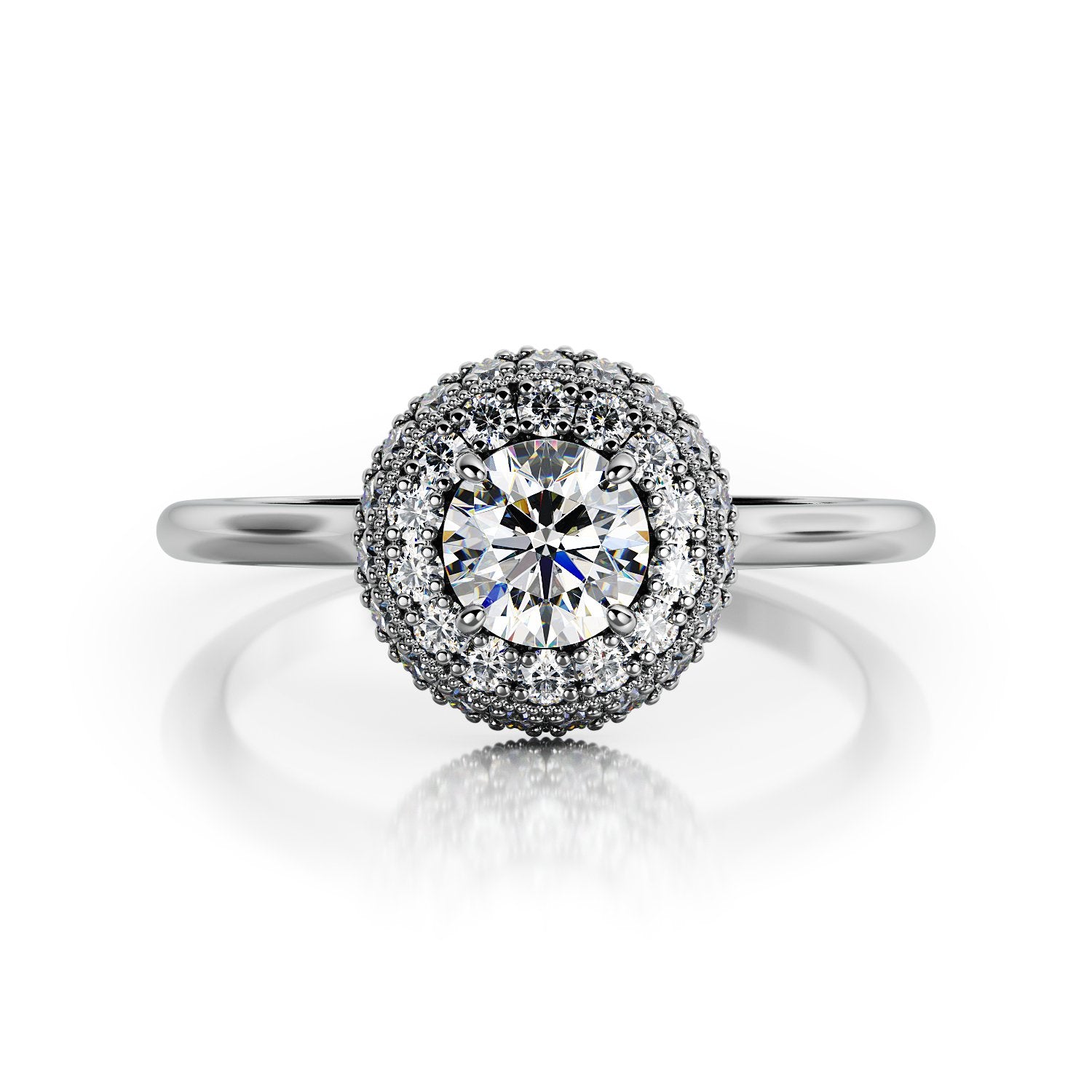 Illuminance - 3-row halo Natural Round  Diamond Engagement Ring