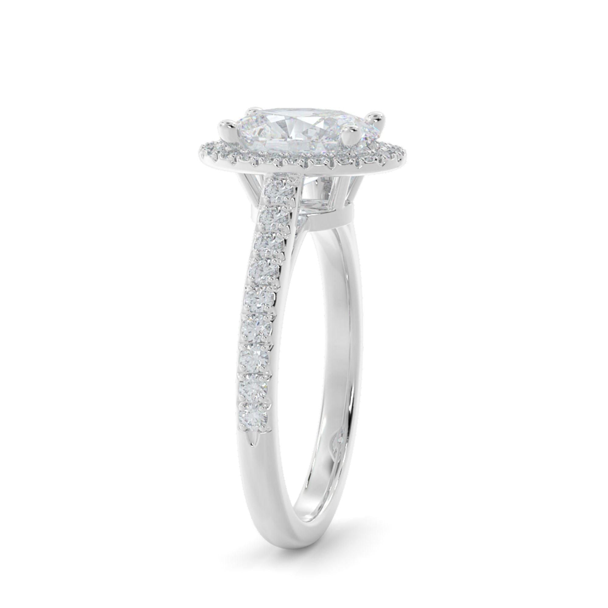 Classic Halo Natural Oval Cut Diamond Engagement Ring