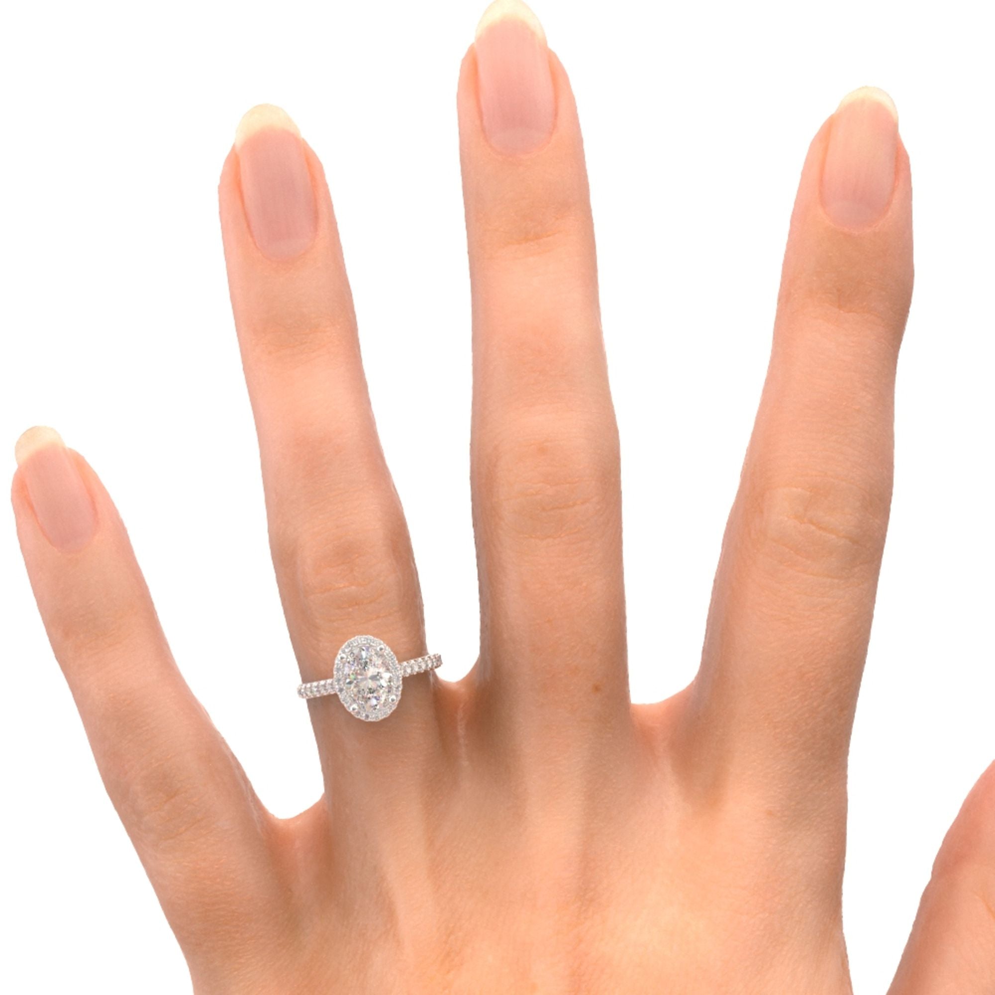 Classic Halo Natural Oval Cut Diamond Engagement Ring