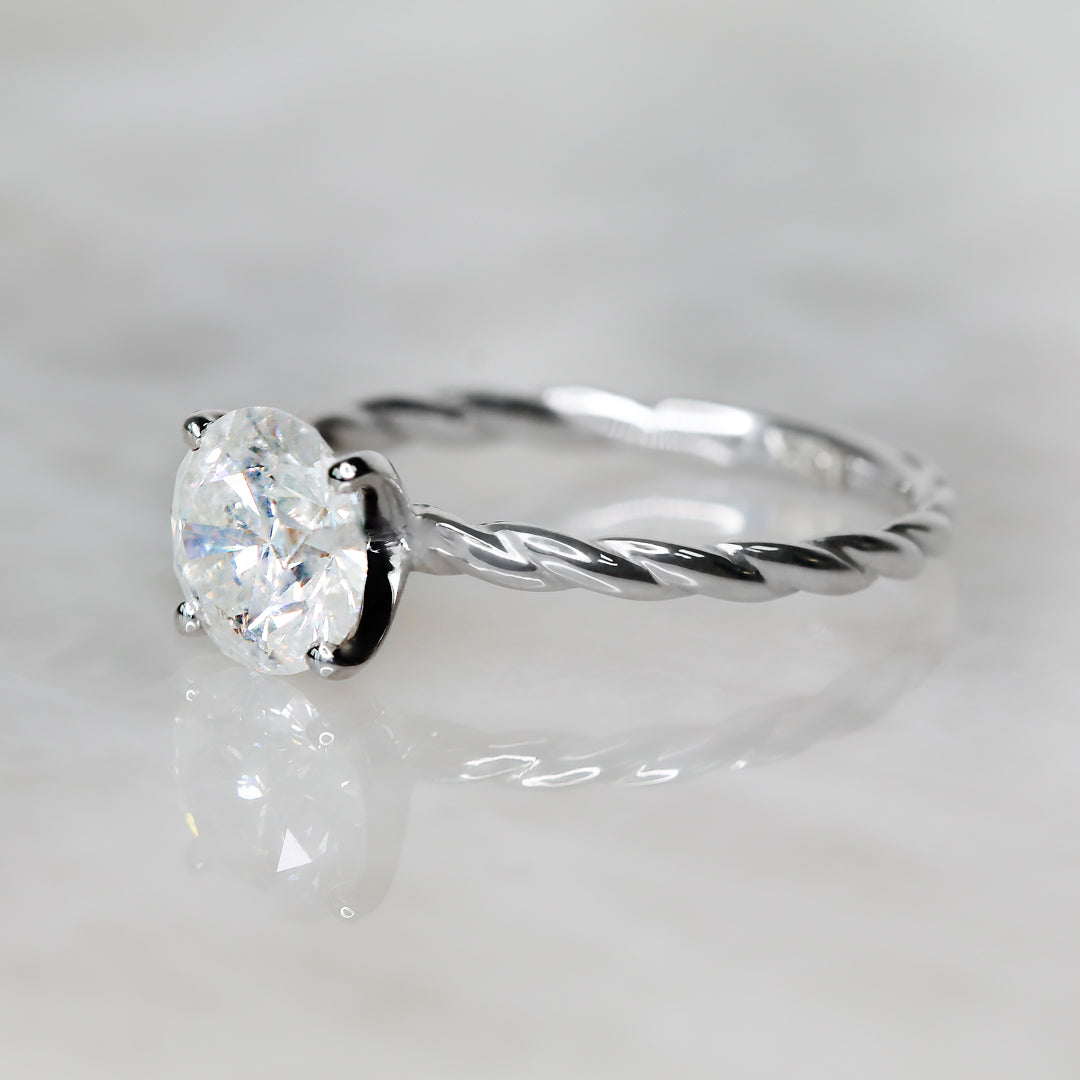 Twisted Shank Natural Round Cut Diamond Engagement Ring