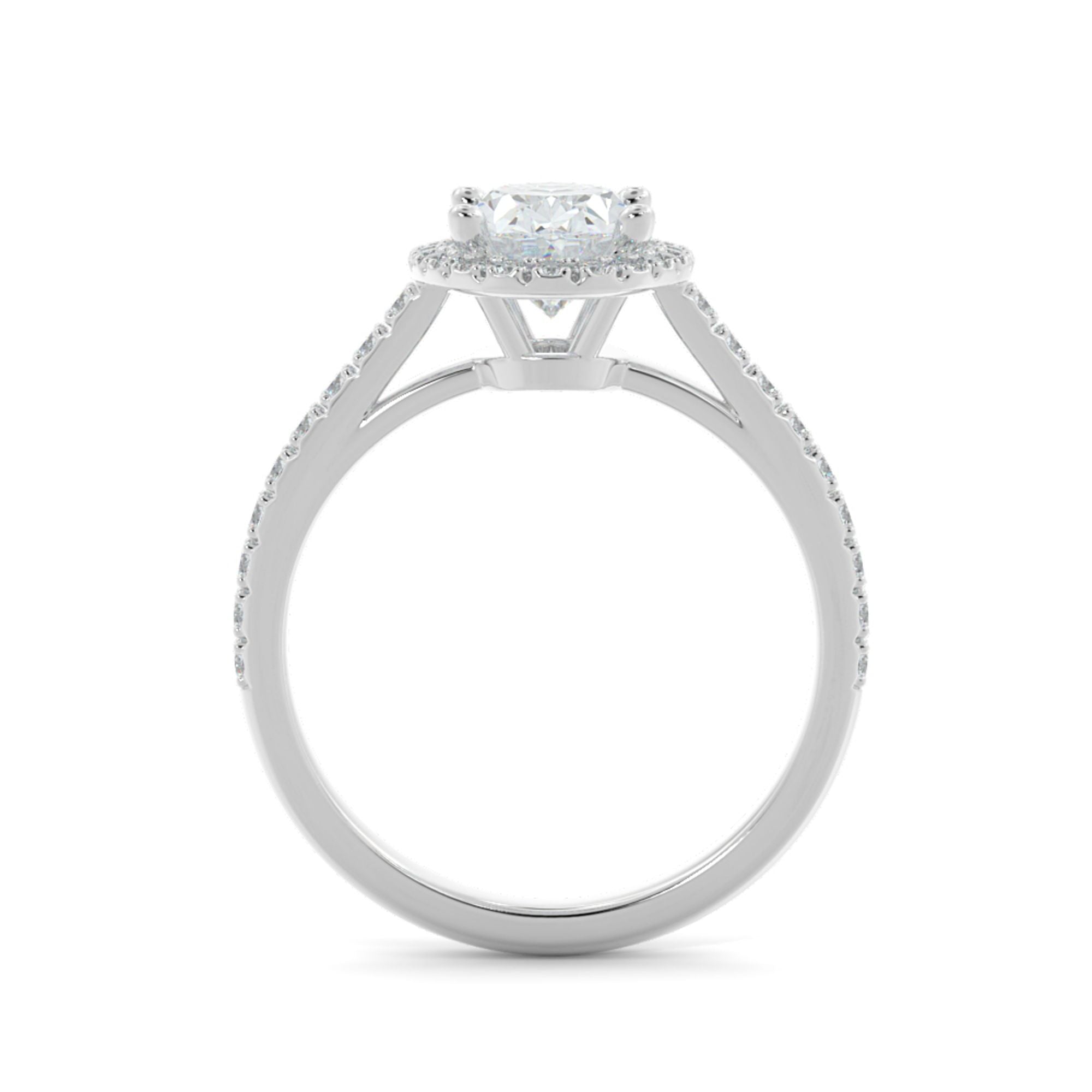 Classic Halo Natural Oval Cut Diamond Engagement Ring