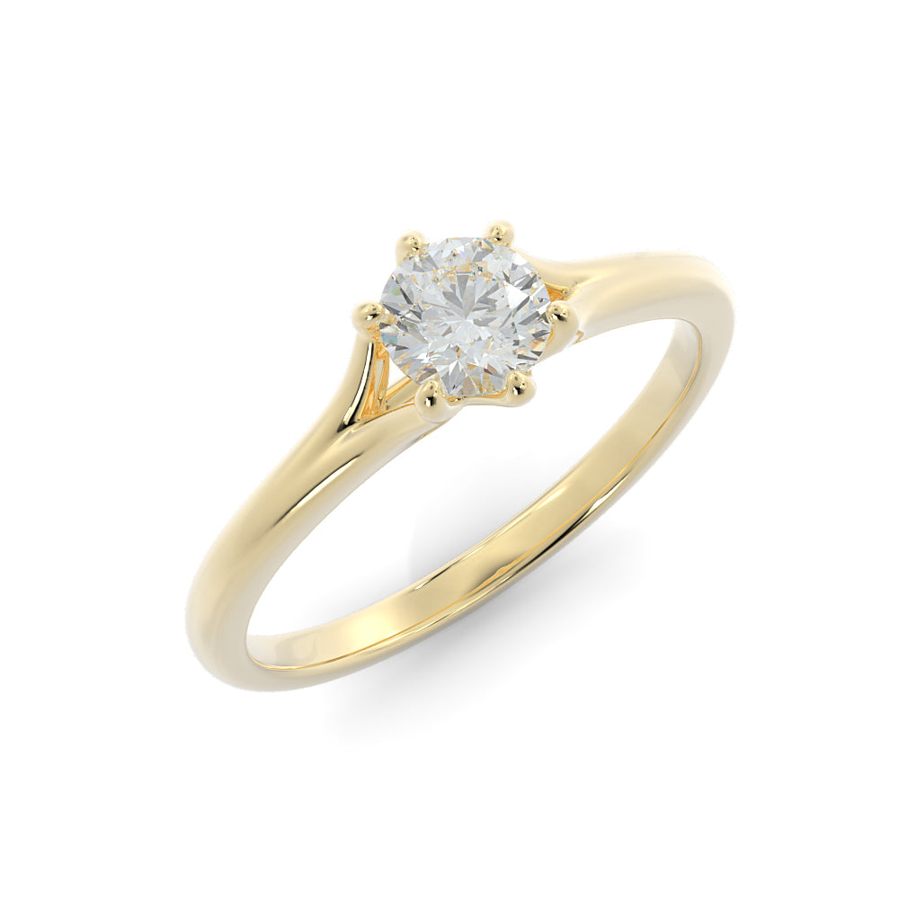Split shank Natural Round  Diamond Engagement Ring