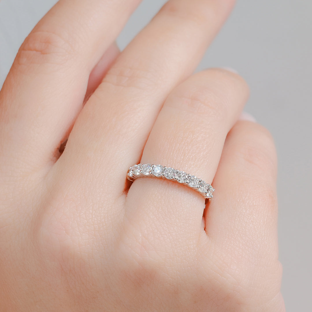 Half Eternity Natural Round cut Diamond Wedding Band
