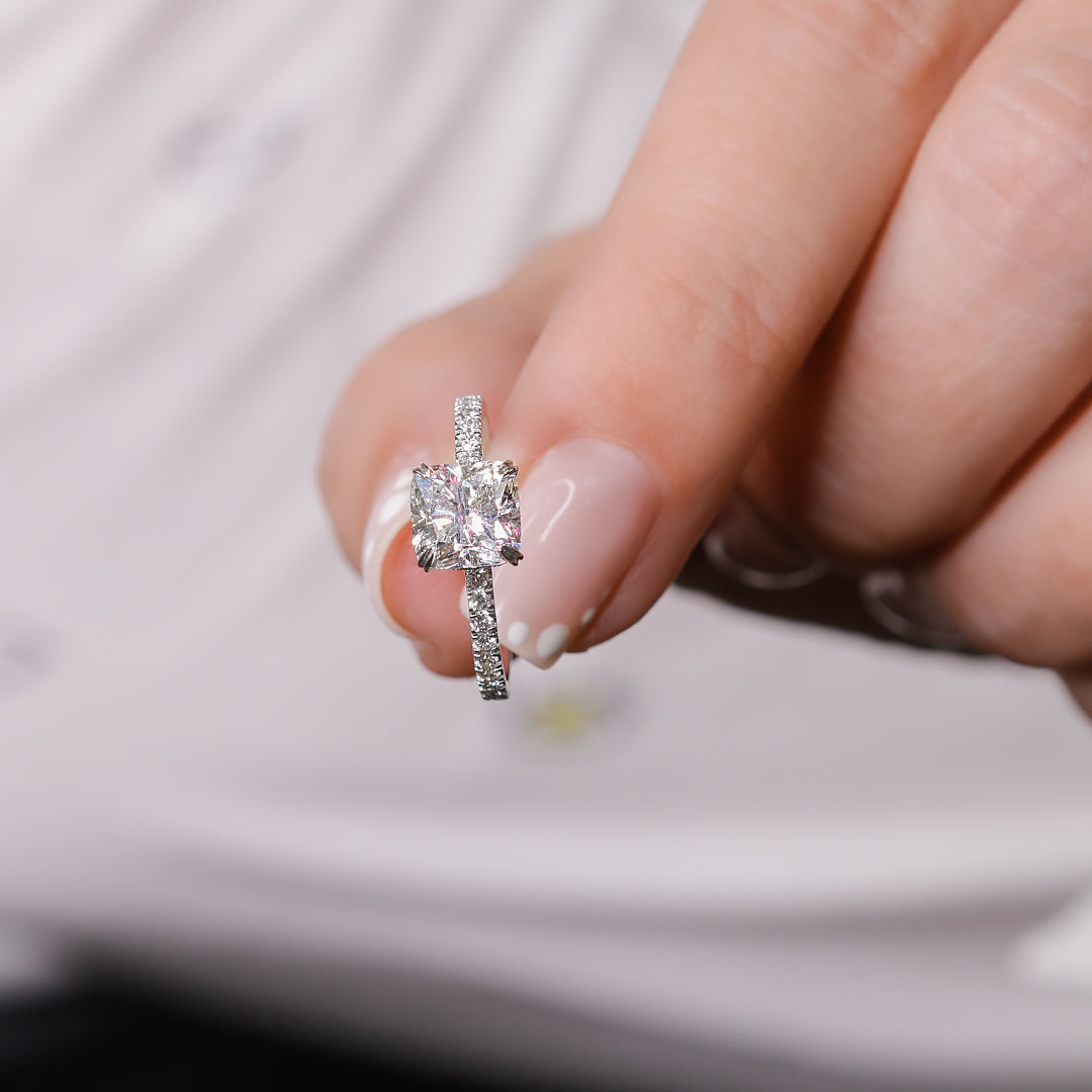 Accent Diamonds Natural Cushion Cut Diamond Engagement Ring