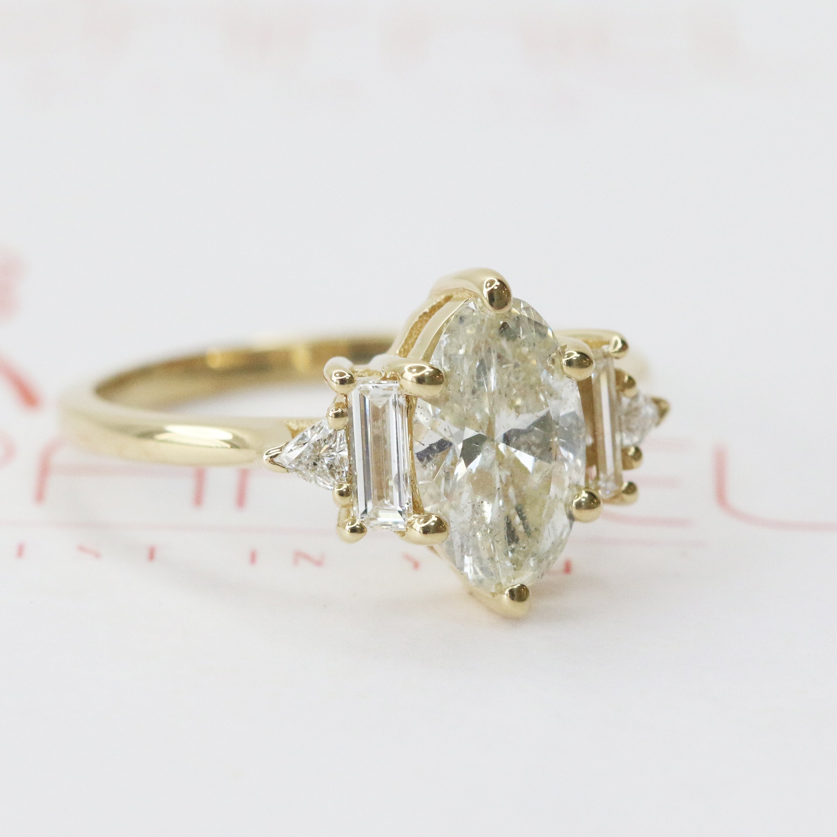 Accent Diamonds Natural Oval  Diamond Engagement Ring