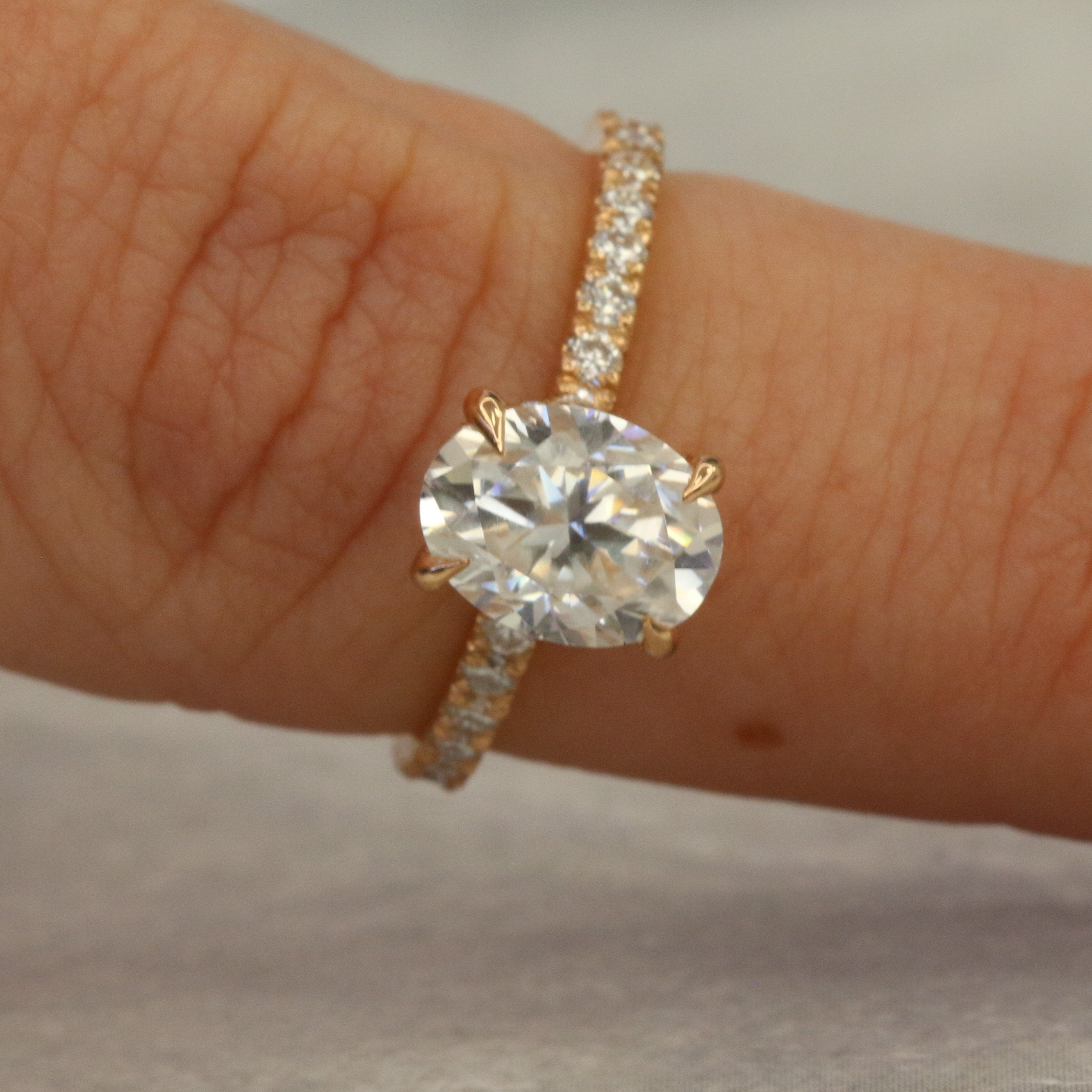 Hidden Halo Natural Oval  Diamond Engagement Ring
