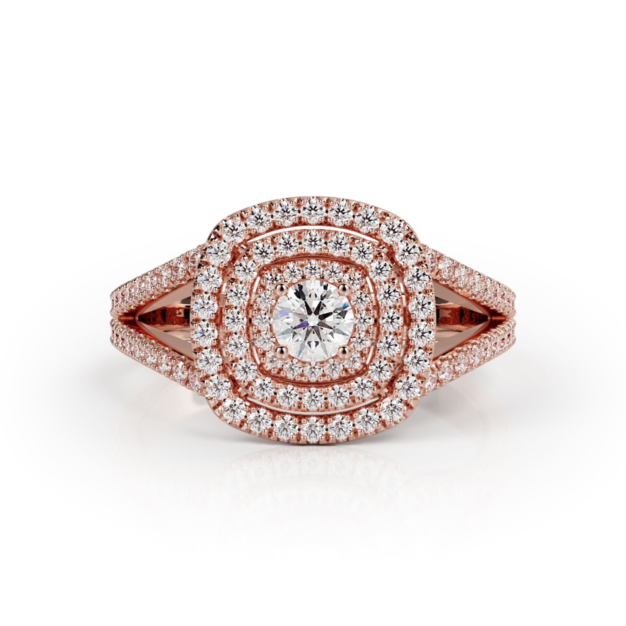 Split Shank Accent Diamonds Natural Round Diamond Engagement Ring