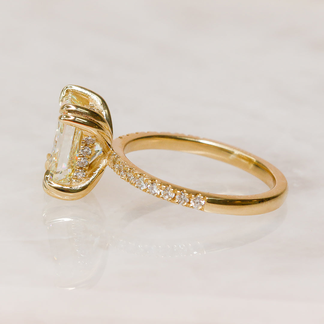 Hidden Halo Natural Radiant Cut Diamond Engagement Ring