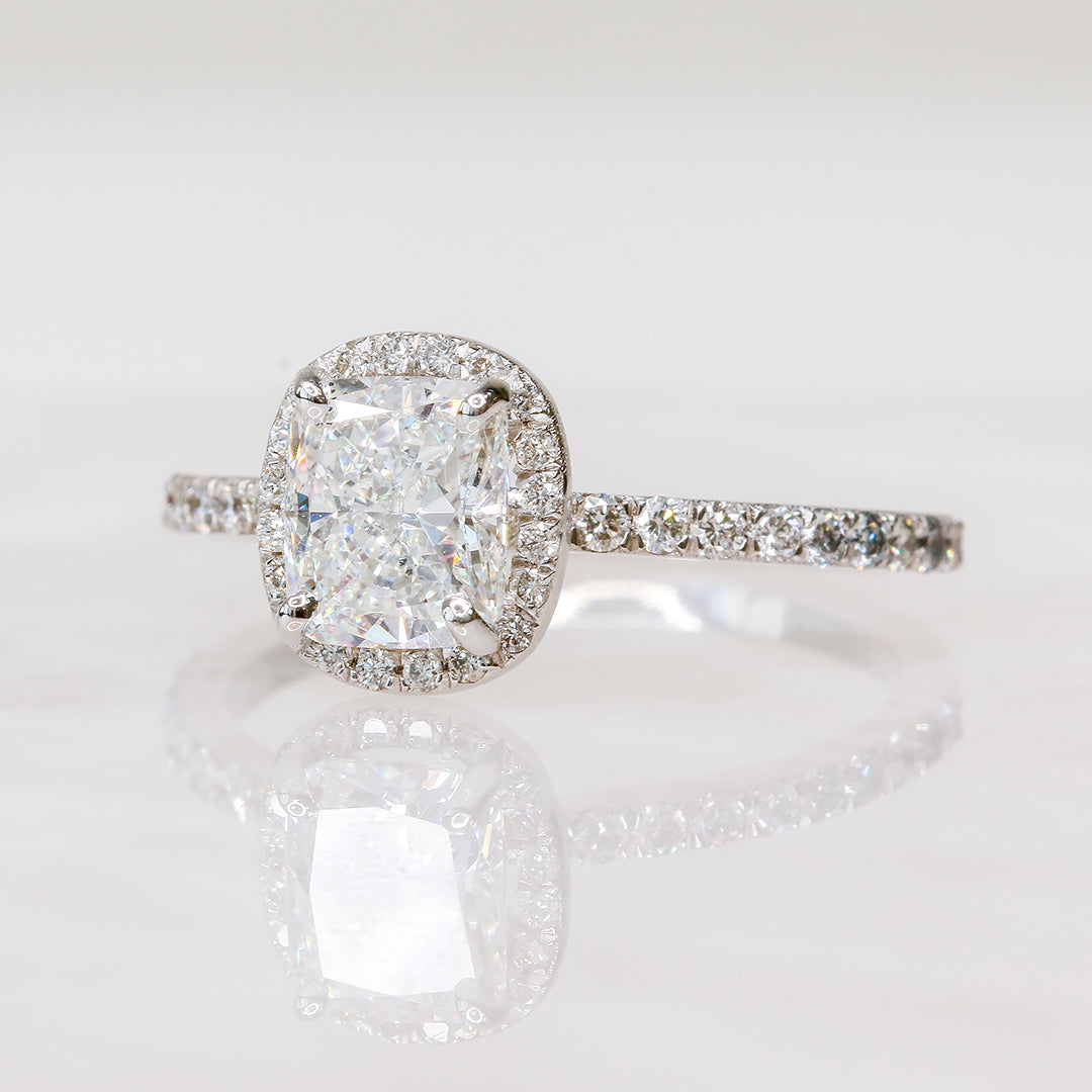 Accent Diamonds Natural Cushion Cut Diamond Engagement Ring