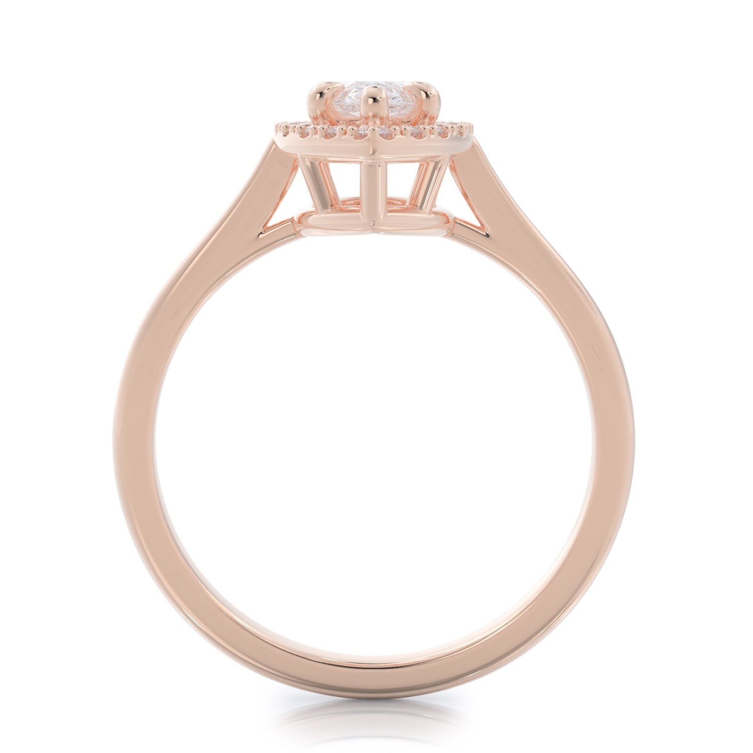 Rounded Band Natural Pear Cut Diamond Engagement Ring in Rose Gold