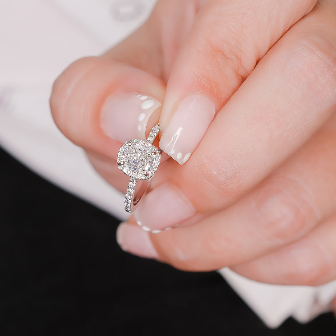 Accent Diamonds Natural Cushion Cut Diamond Engagement Ring